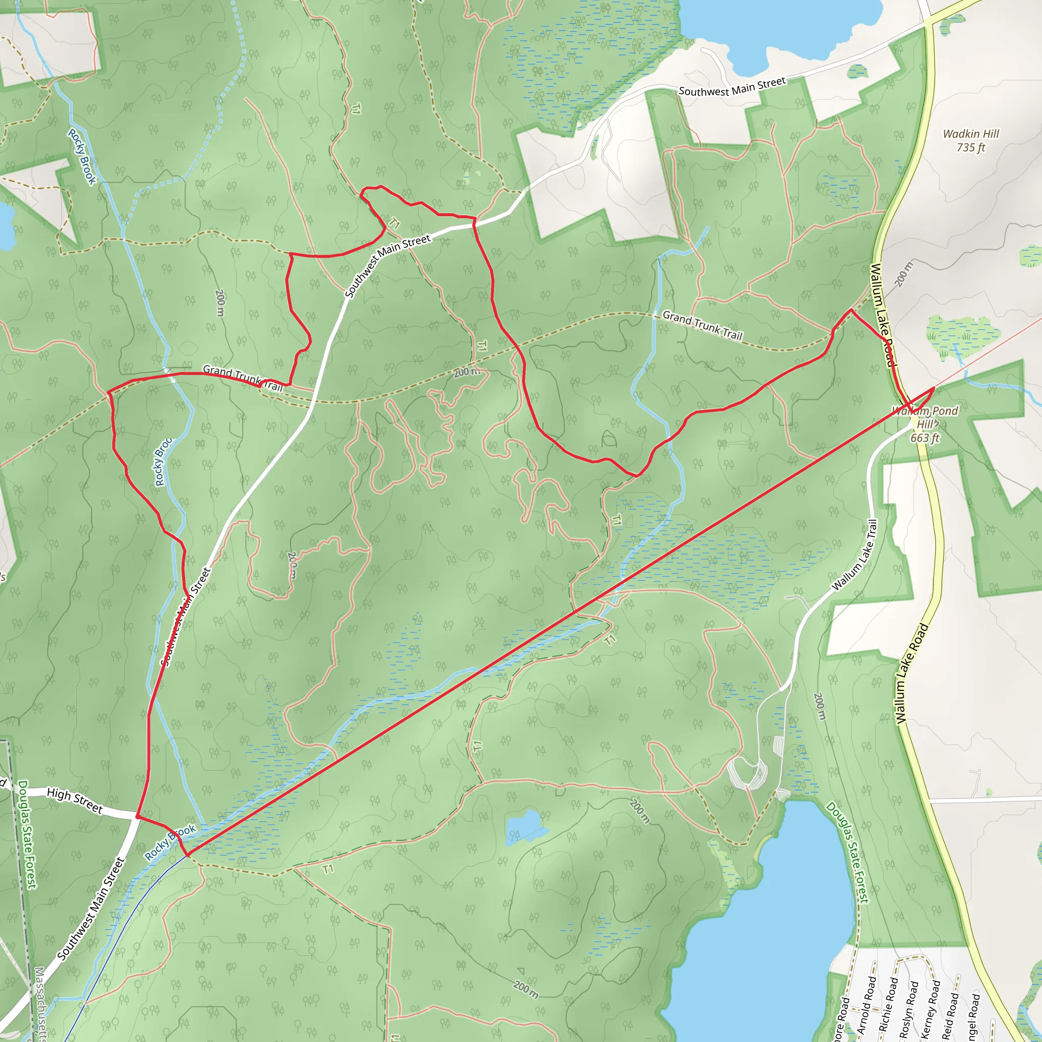 Wallum Pond Hill and Streeter Loop Trail mobile static map