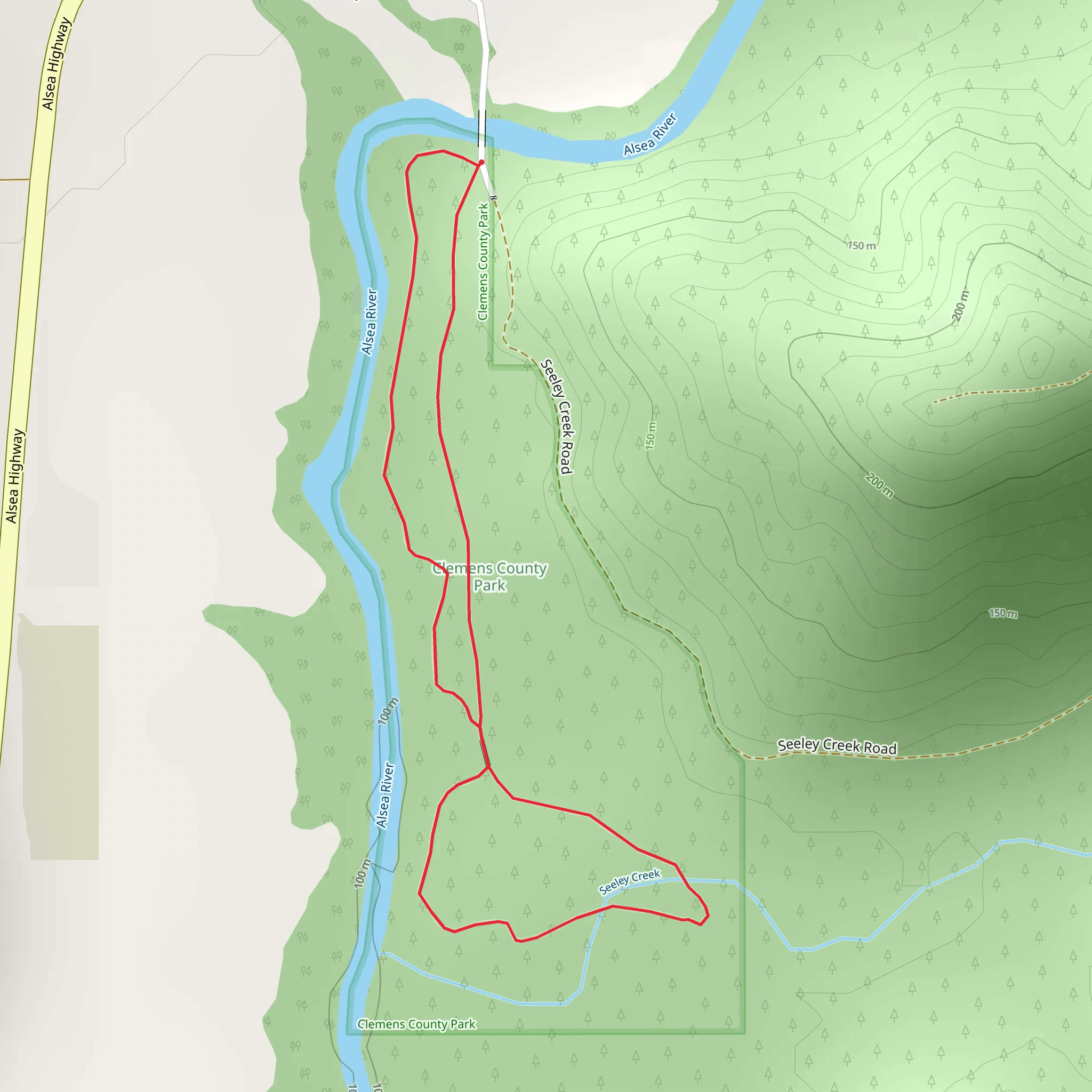 Alsea River Walk along mobile static map