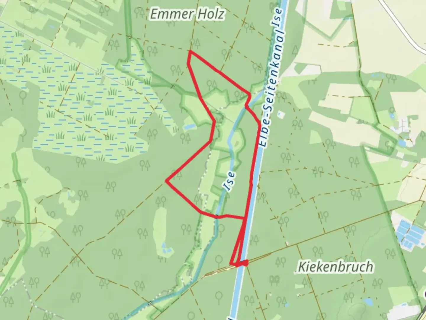 An image depicting the trail Wintertour im Emmer Leu and its surrounding area.
