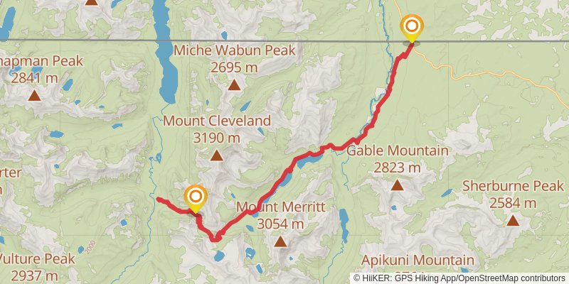 Stoney Indian Pass via Belly River Trail stage 4 Map