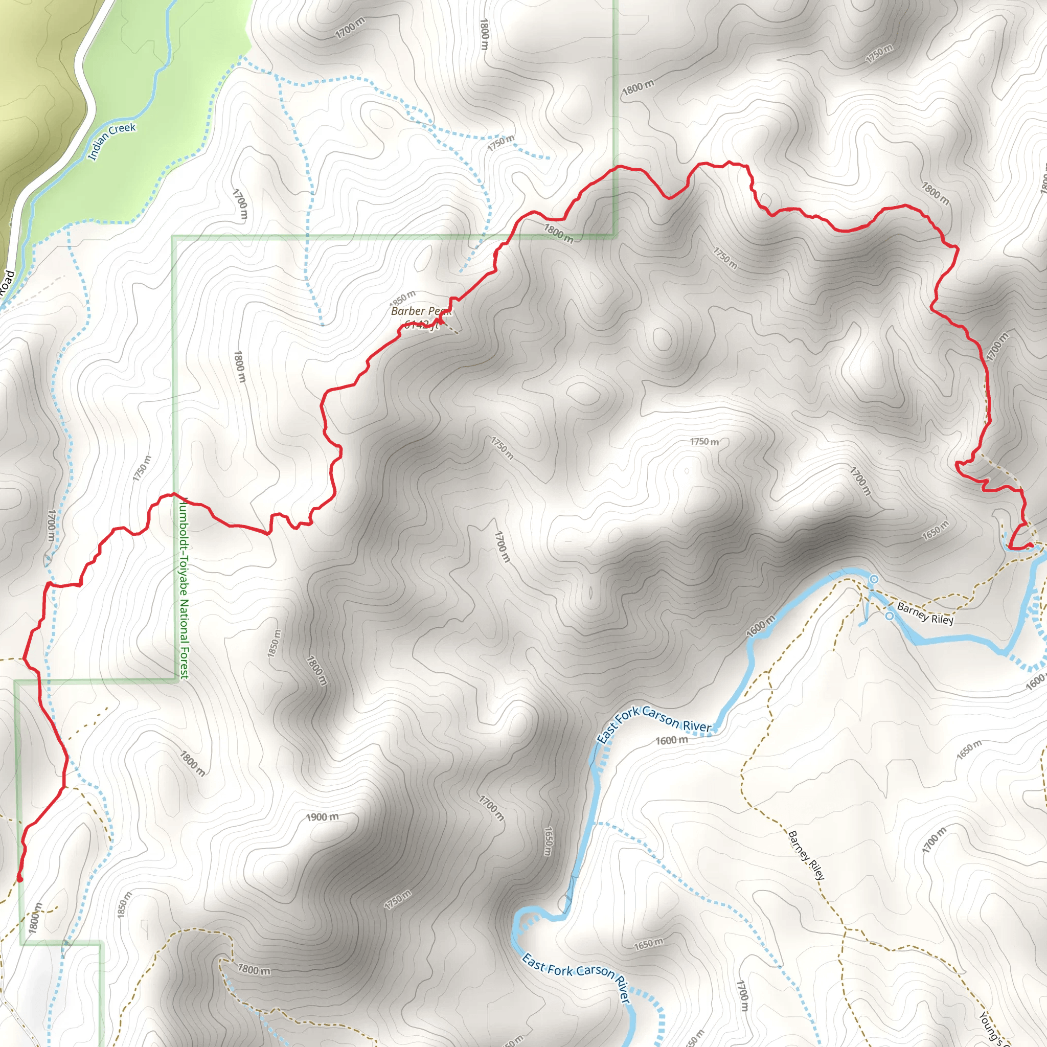 Barber Peak and East Fork Carson River mobile static map