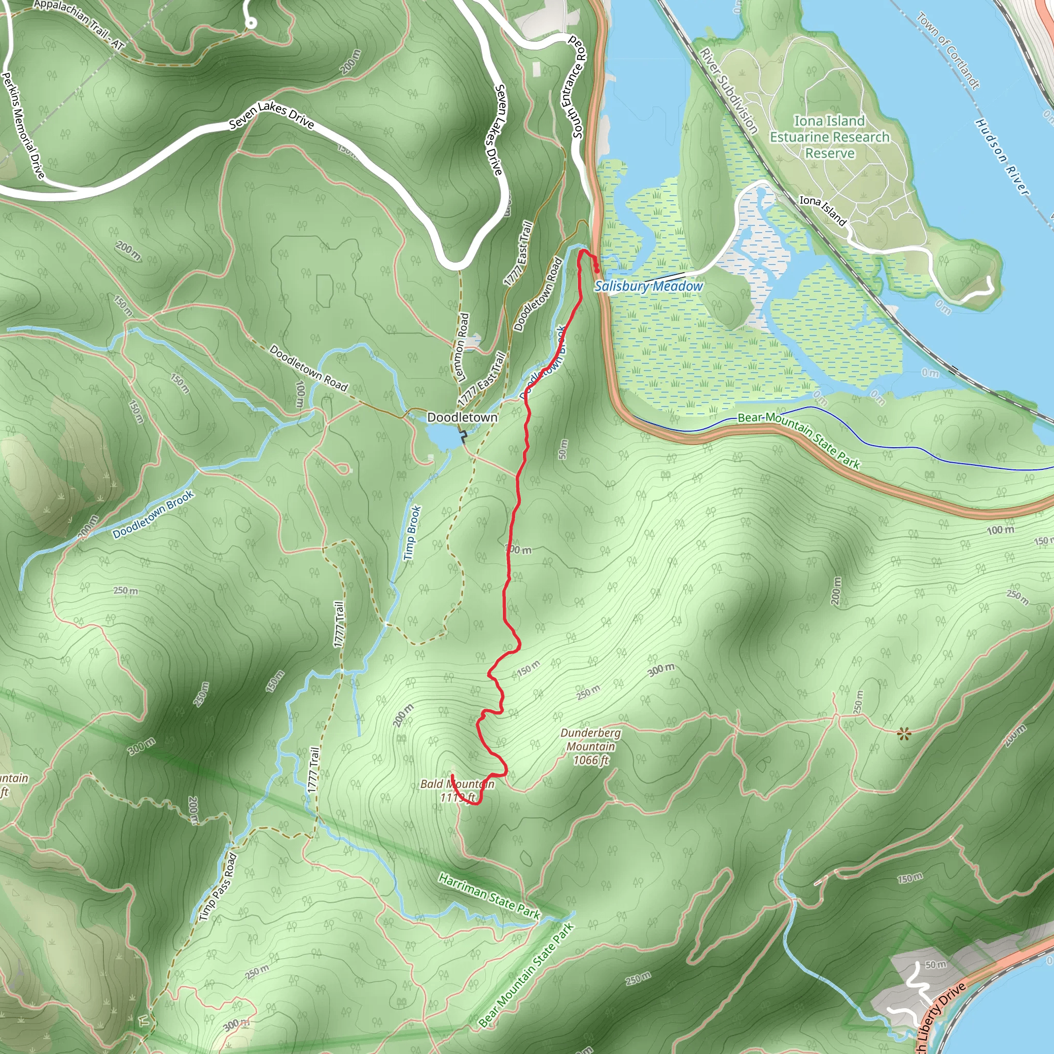 Bald Mountain via Cornell Mine Trail mobile static map