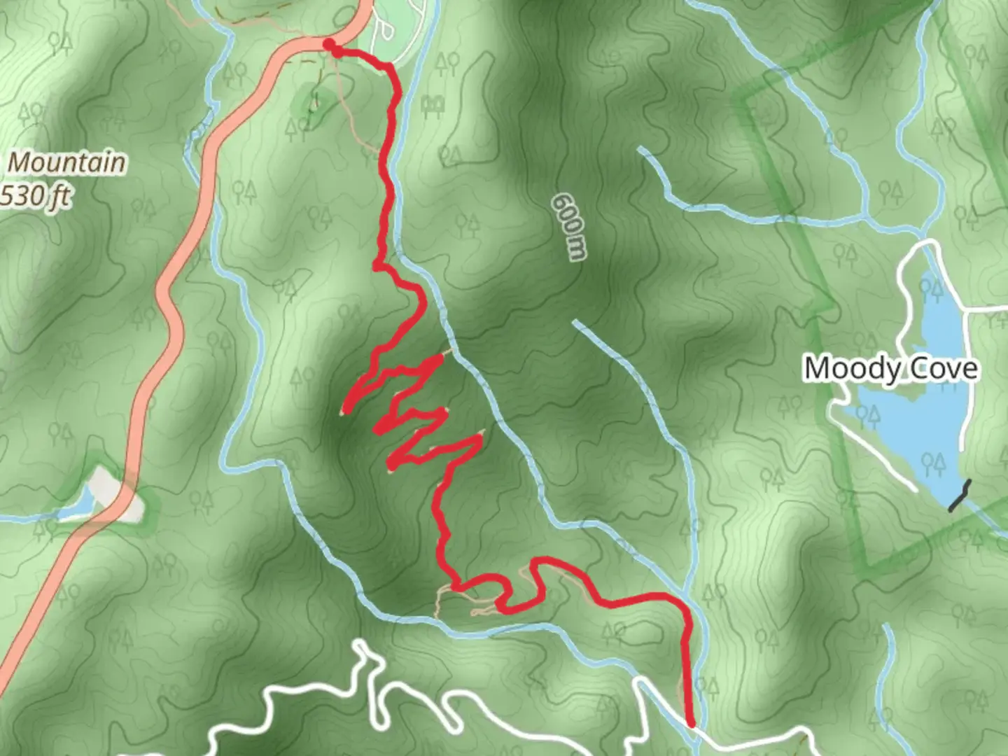An image depicting the trail Winding Stairs Trail and its surrounding area.