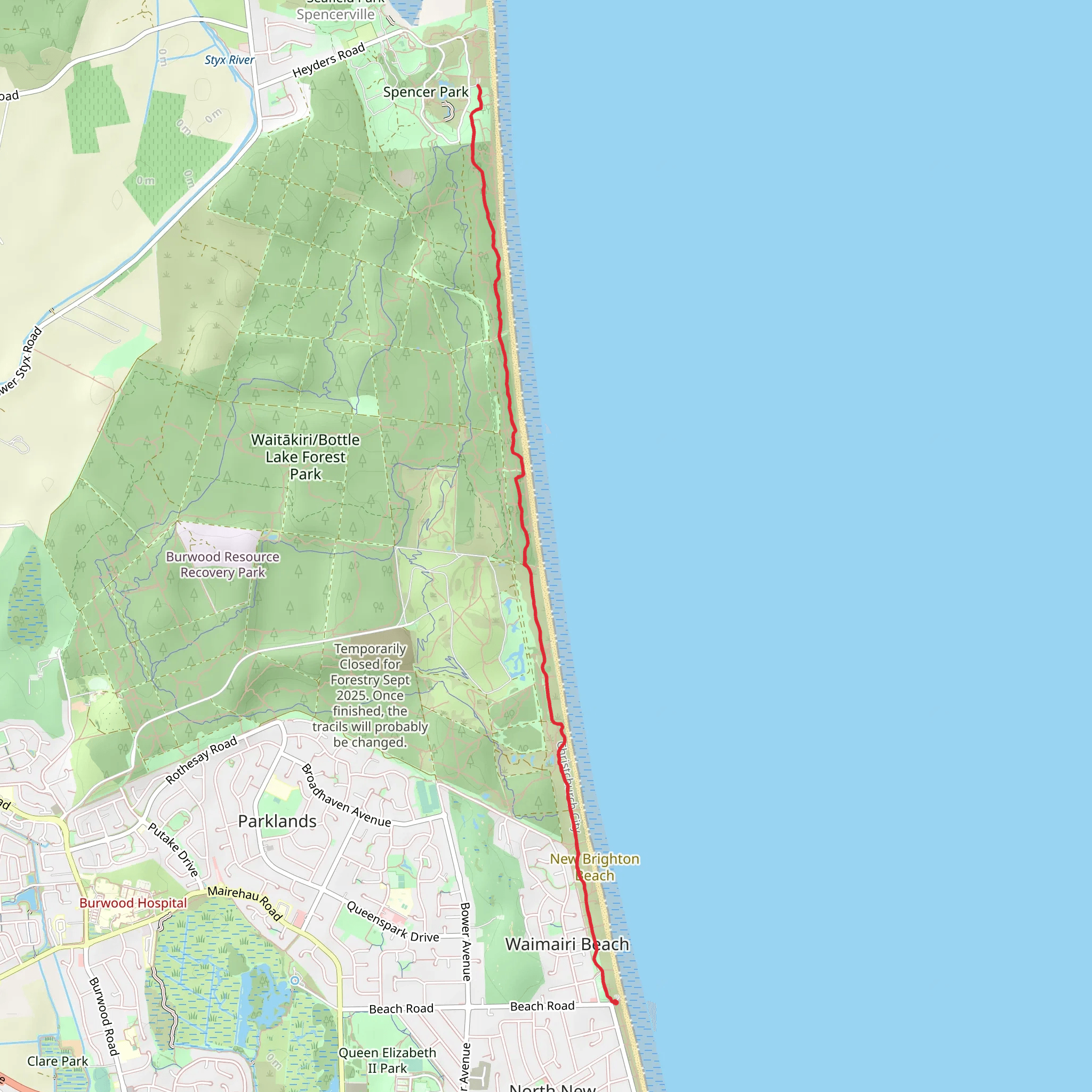 Southern Pegasus Bay Track mobile static map