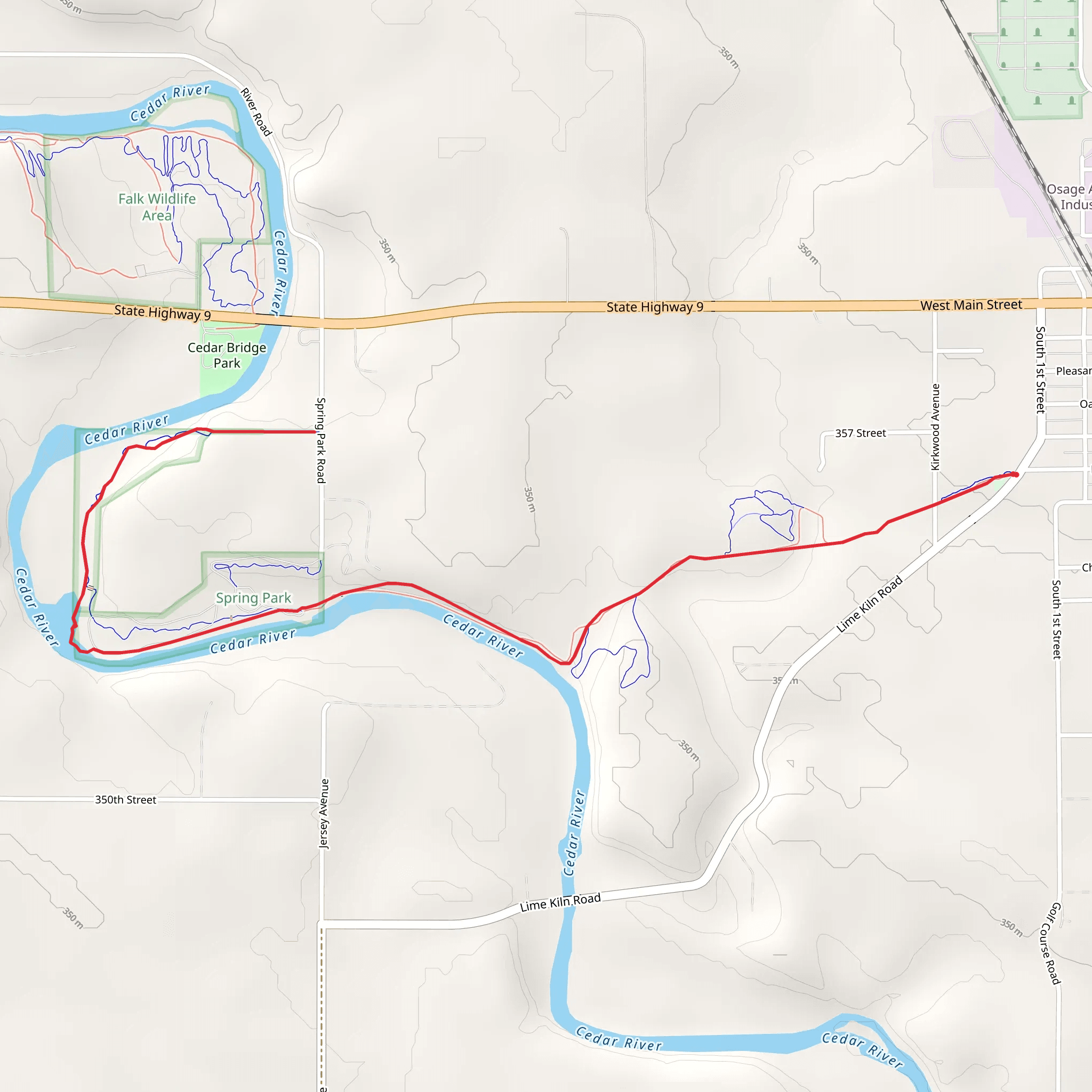 Cedar River via Cedar River Greenbelt mobile static map