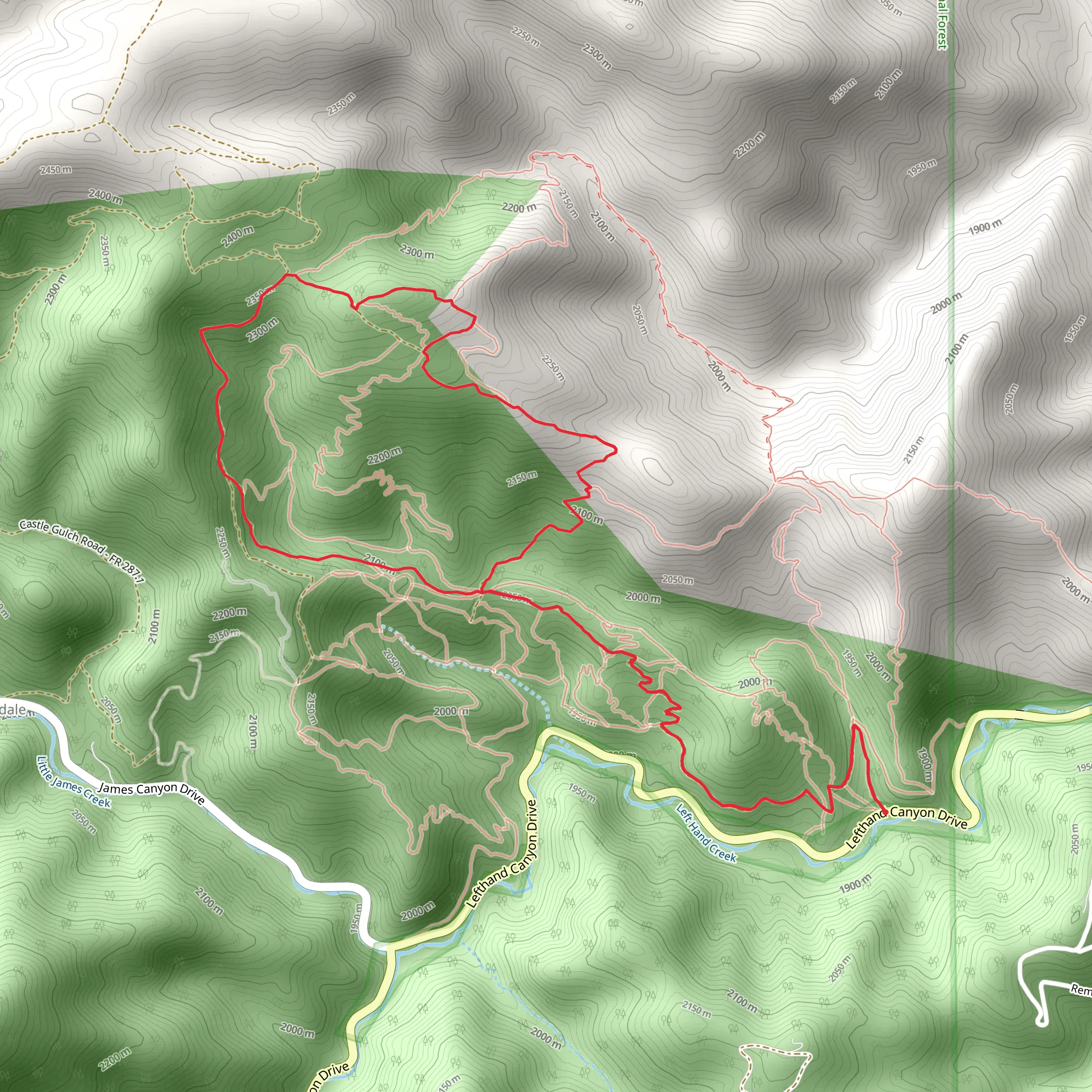 Fireman Hill and Left Hand Main Loop Trail mobile static map