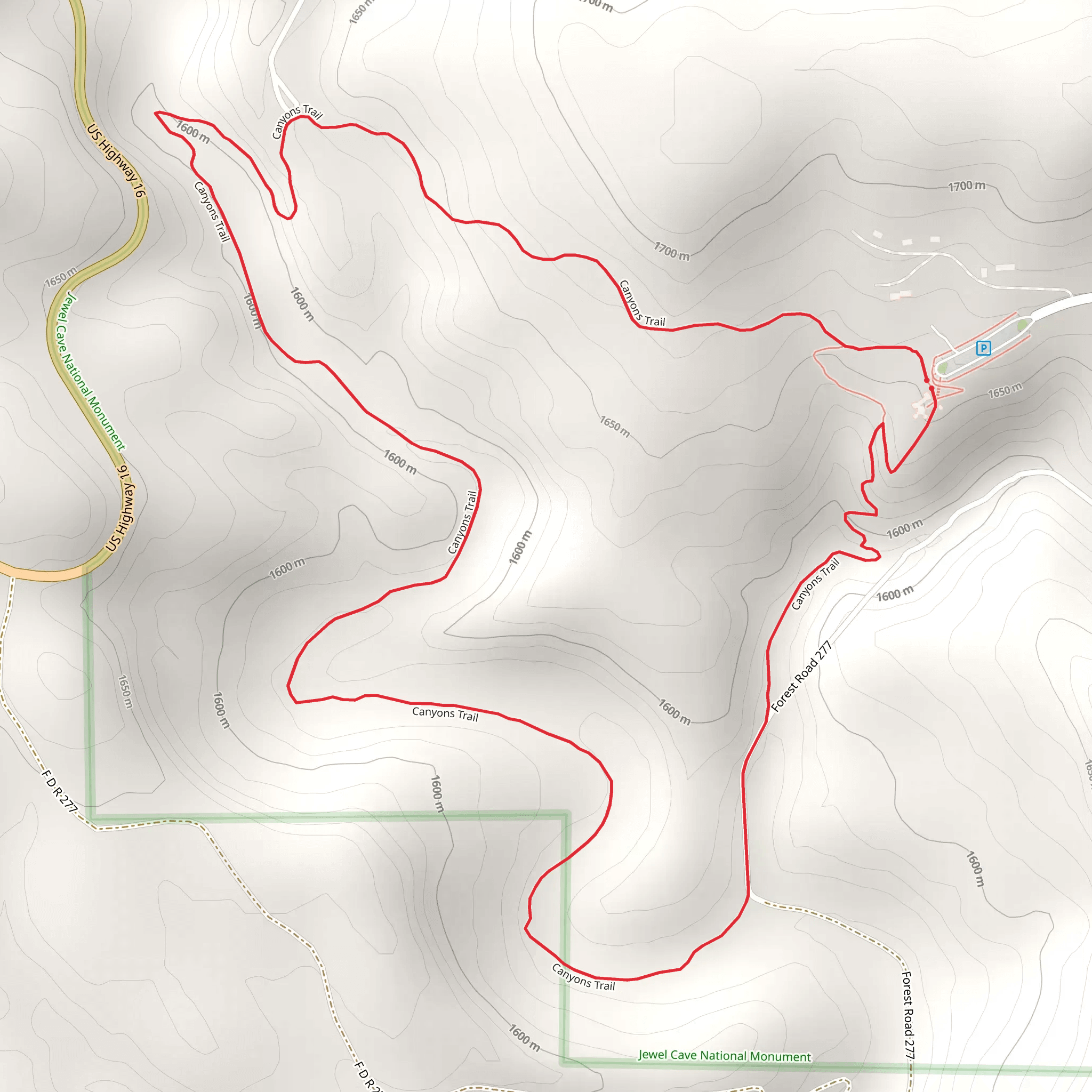 Canyons Loop Trail mobile static map