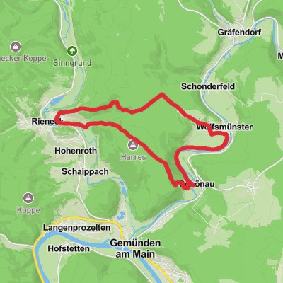 Rieneck and Wolfsmunster Loop via Kloster Schonau mobile static map