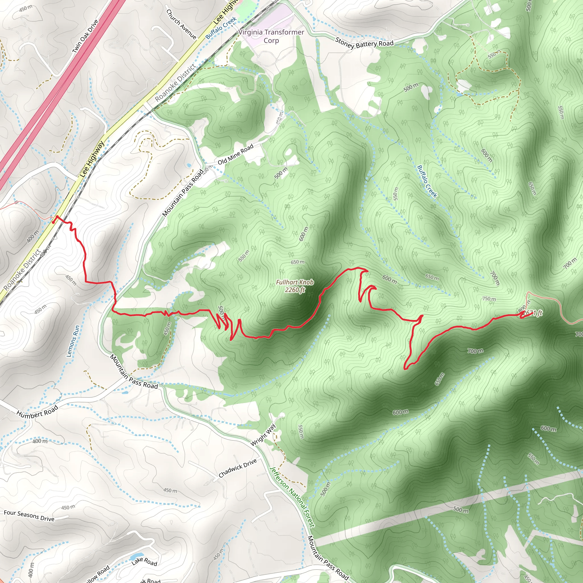 Fullhart Knob Shelter via Appalachian Trail mobile static map