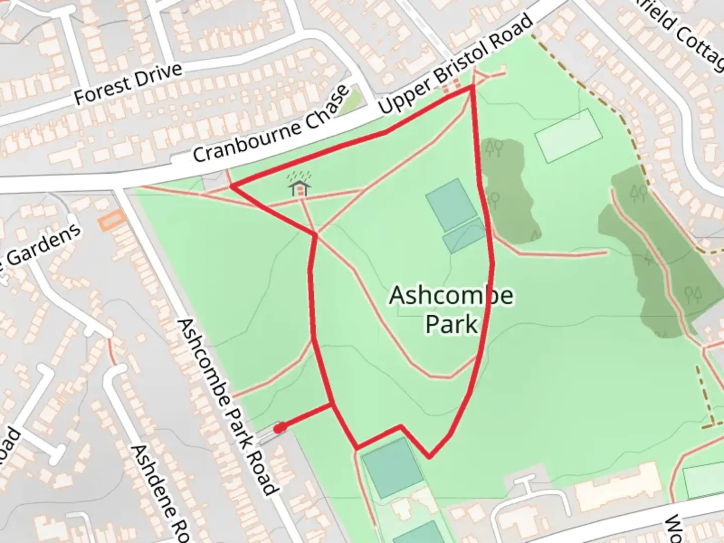 An image depicting the trail Ashcombe Park Loop and its surrounding area.