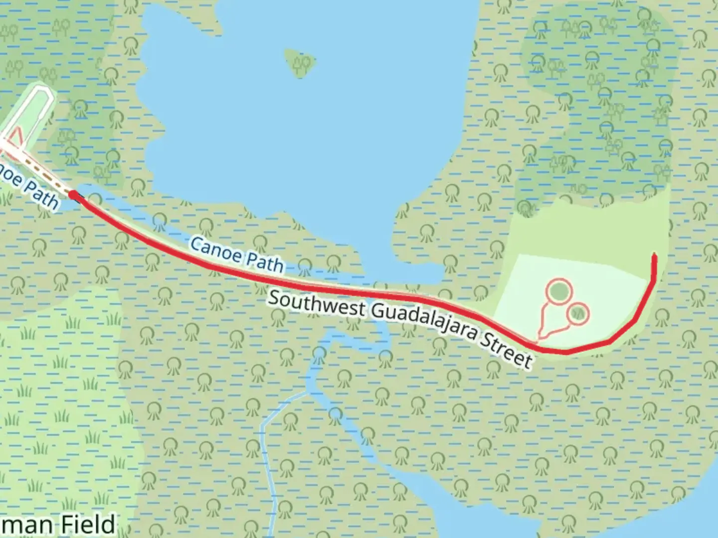 An image depicting the trail Southwest Guadalajara Street and its surrounding area.