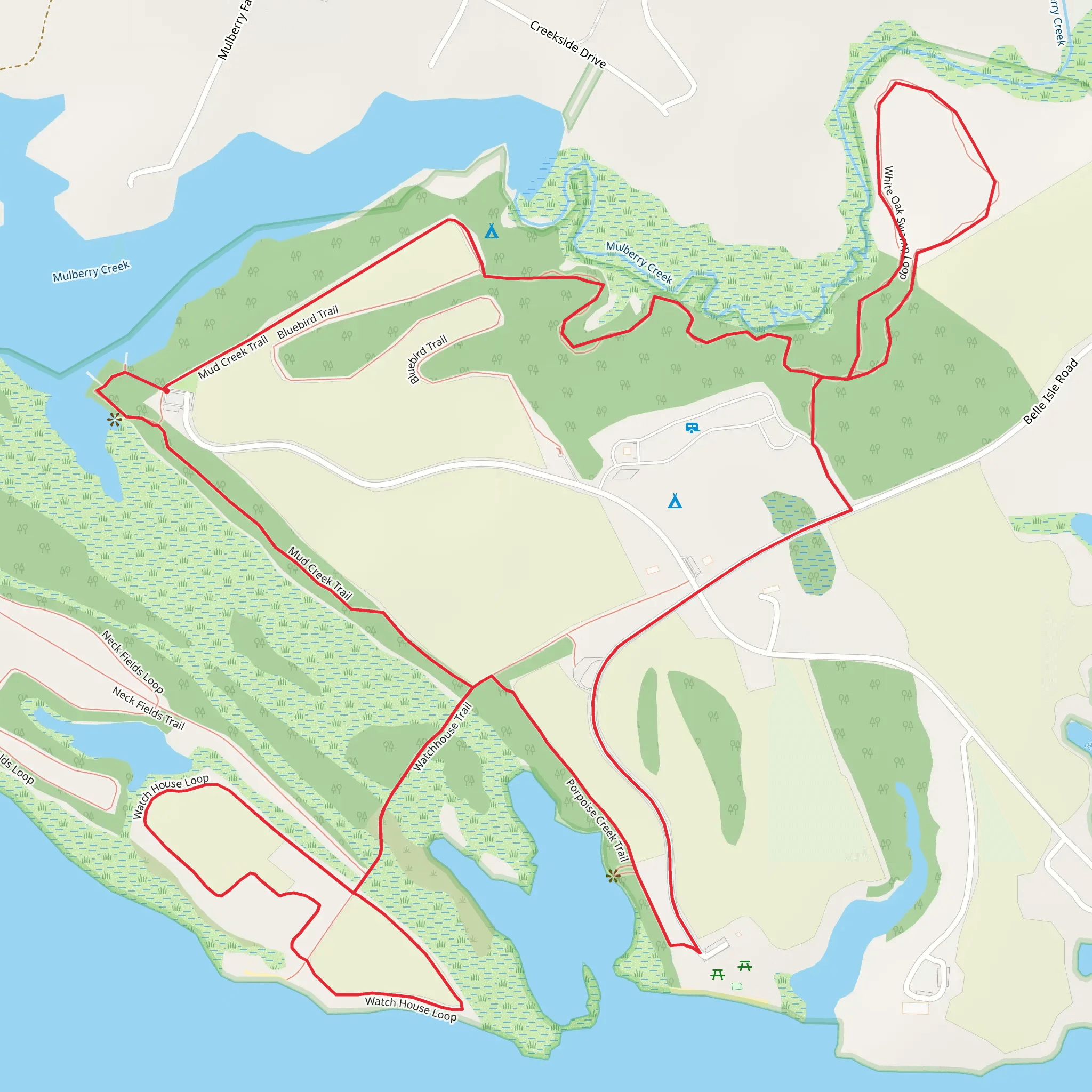 Loop around Mulberry Creek mobile static map