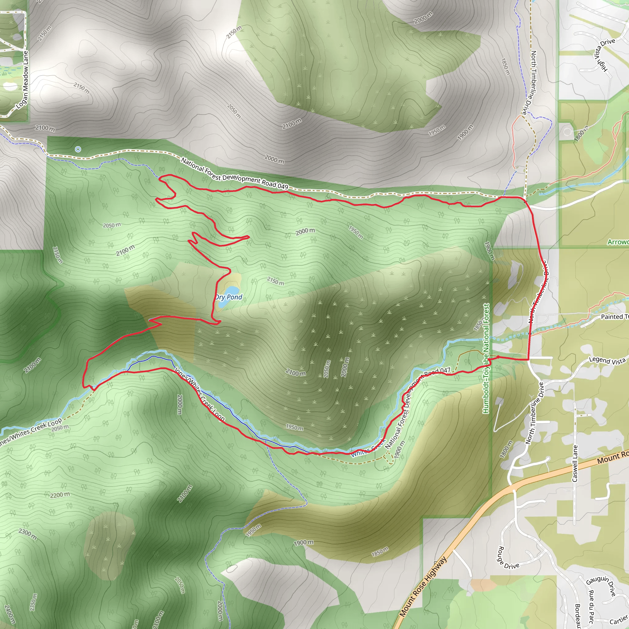 Upper Whites Creek - Dry Pond - Upper Thomas Creek Loop Trail mobile static map