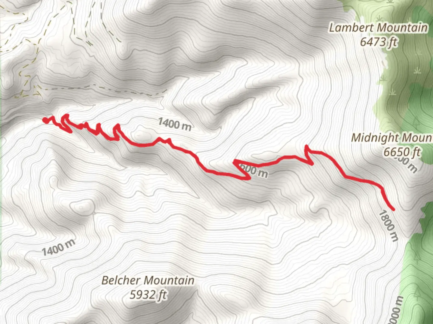 An image depicting the trail Midnight Ridge Trail and its surrounding area.