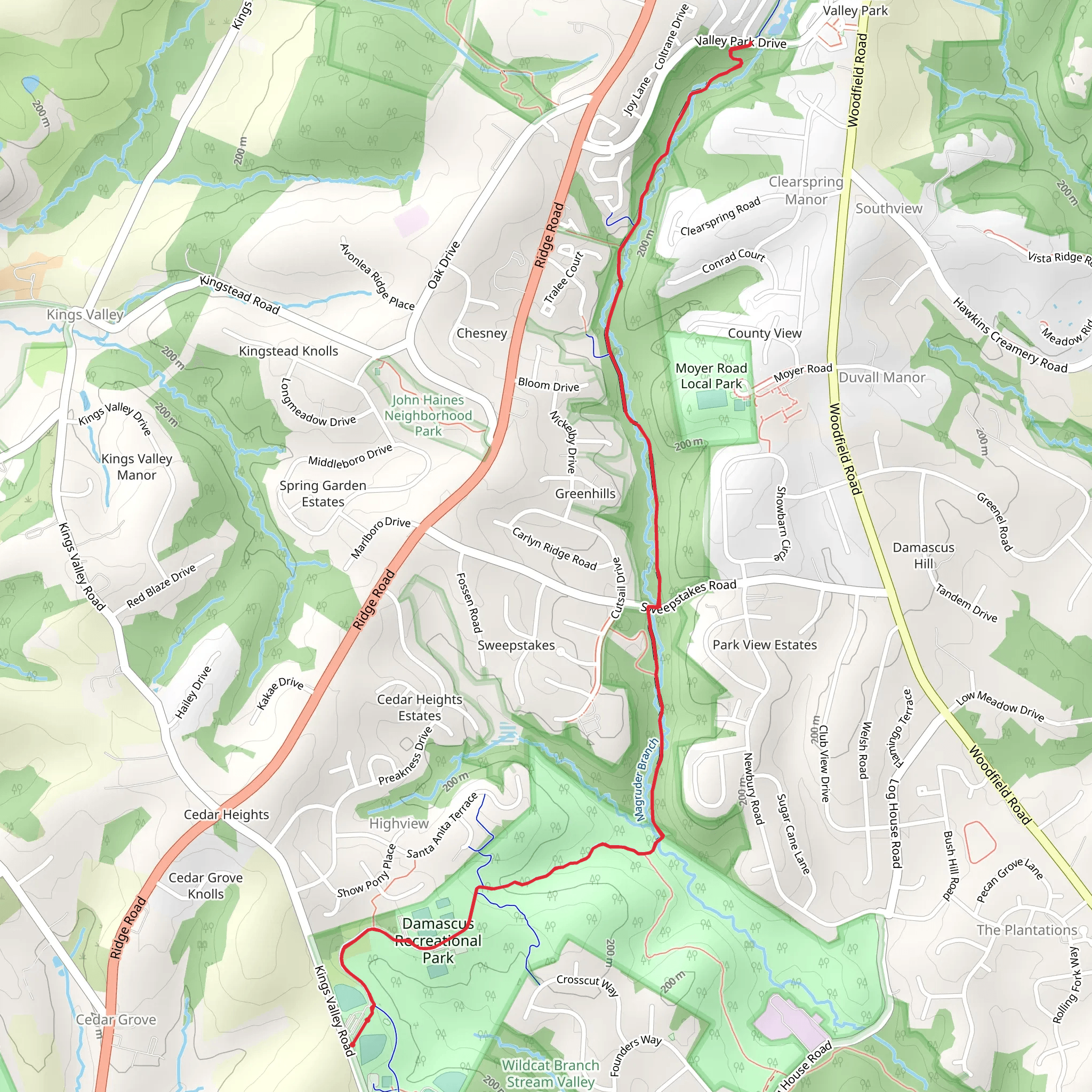 Damascus Recreation Park - Magruder Branch mobile static map