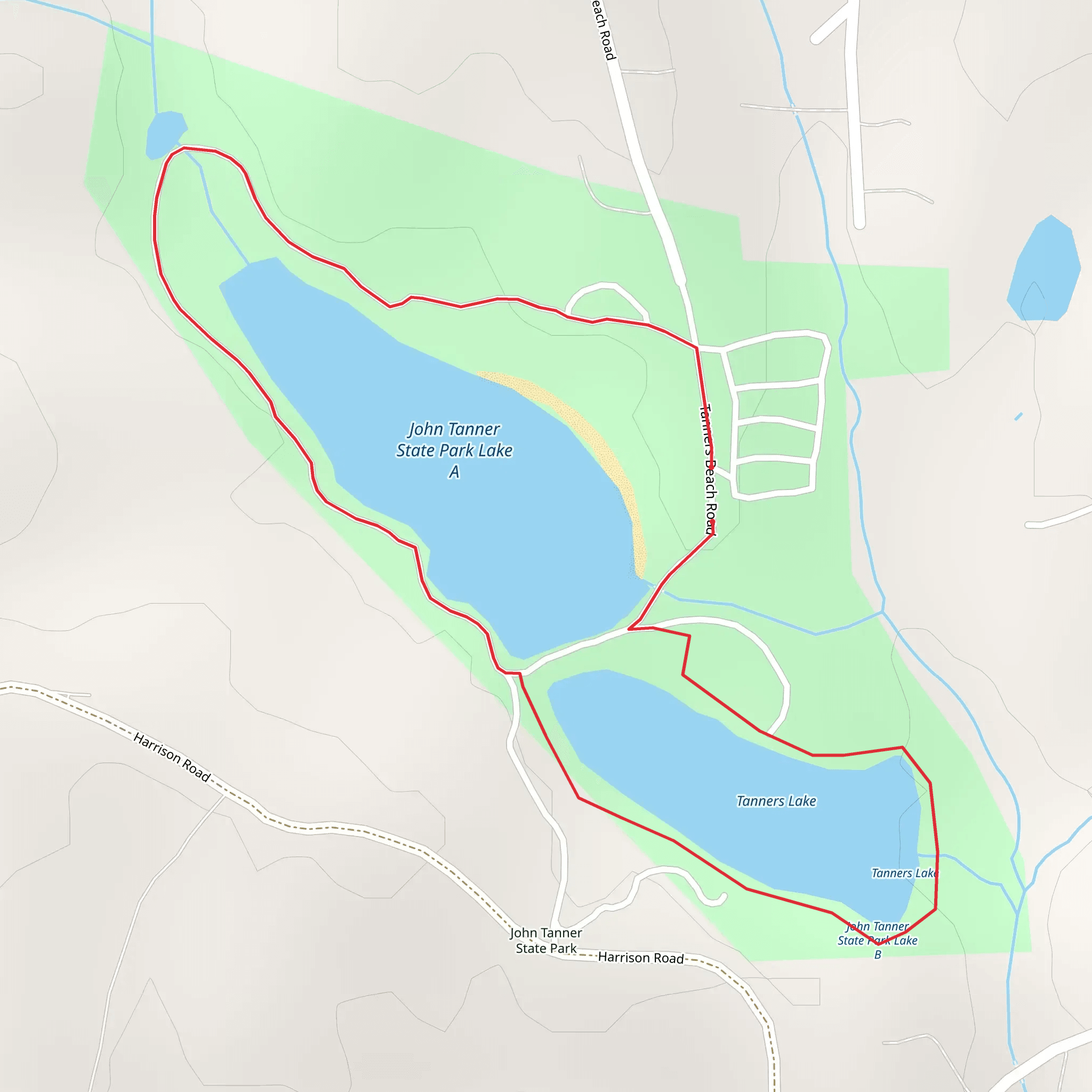 Tanners Lake Loop mobile static map