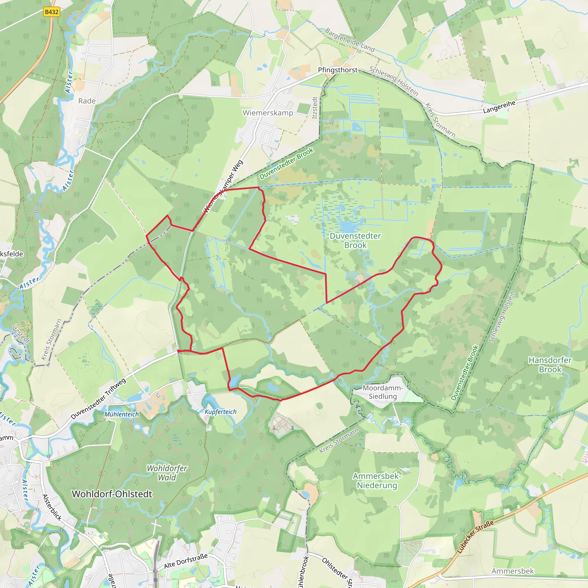 Duvenstedter Brook Loop via Ammersbek mobile static map