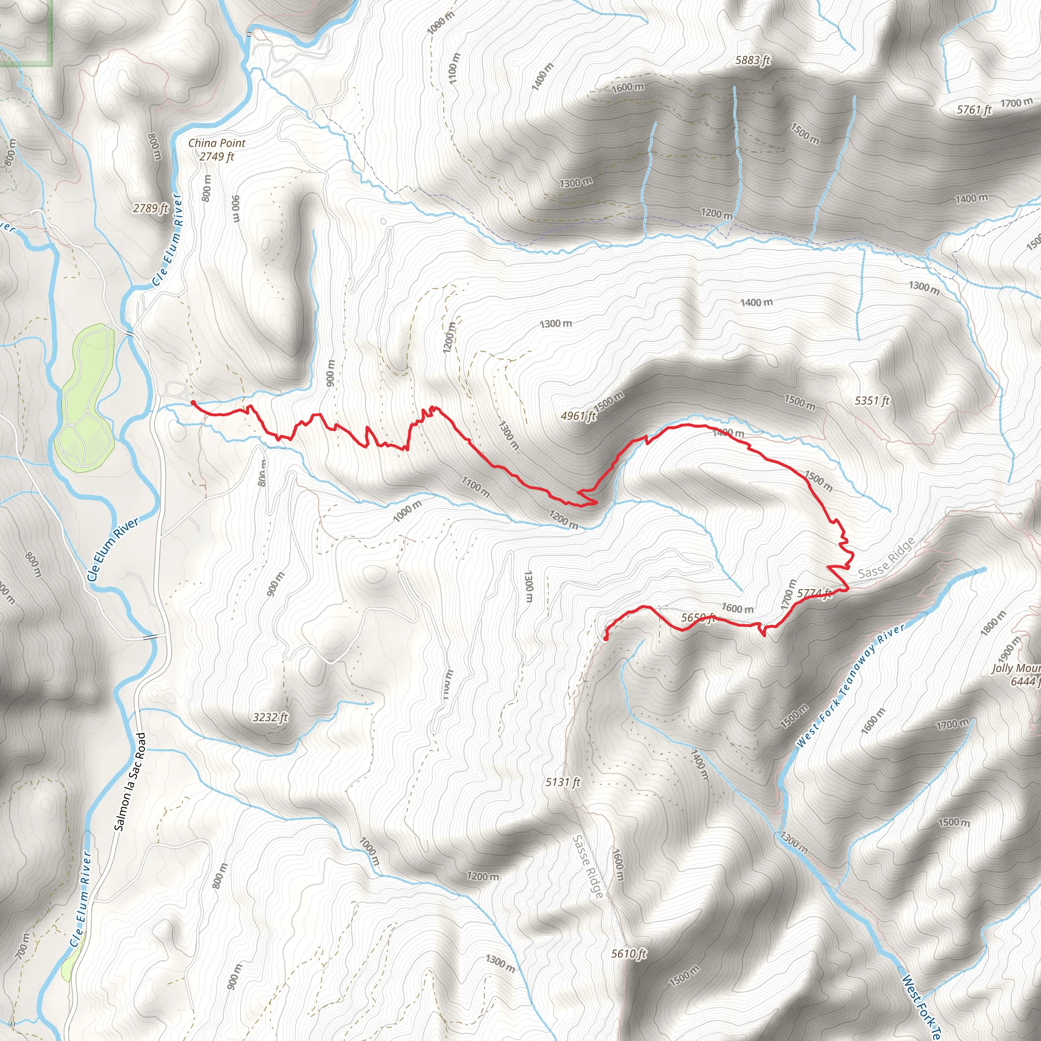 Jolly Mountain and Sasse Mountain Trail mobile static map