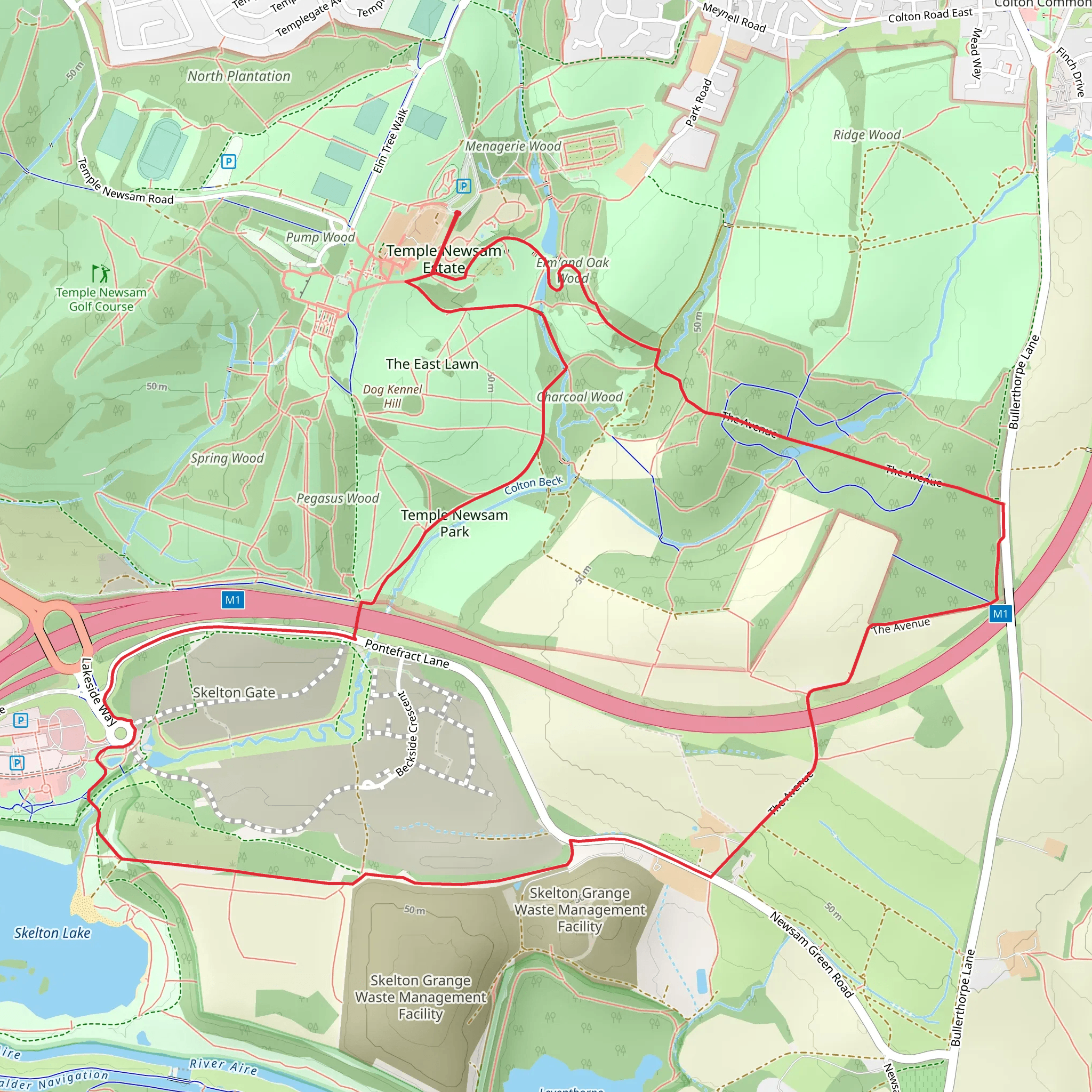 Mather Wood and Temple Newsam Park Loop mobile static map