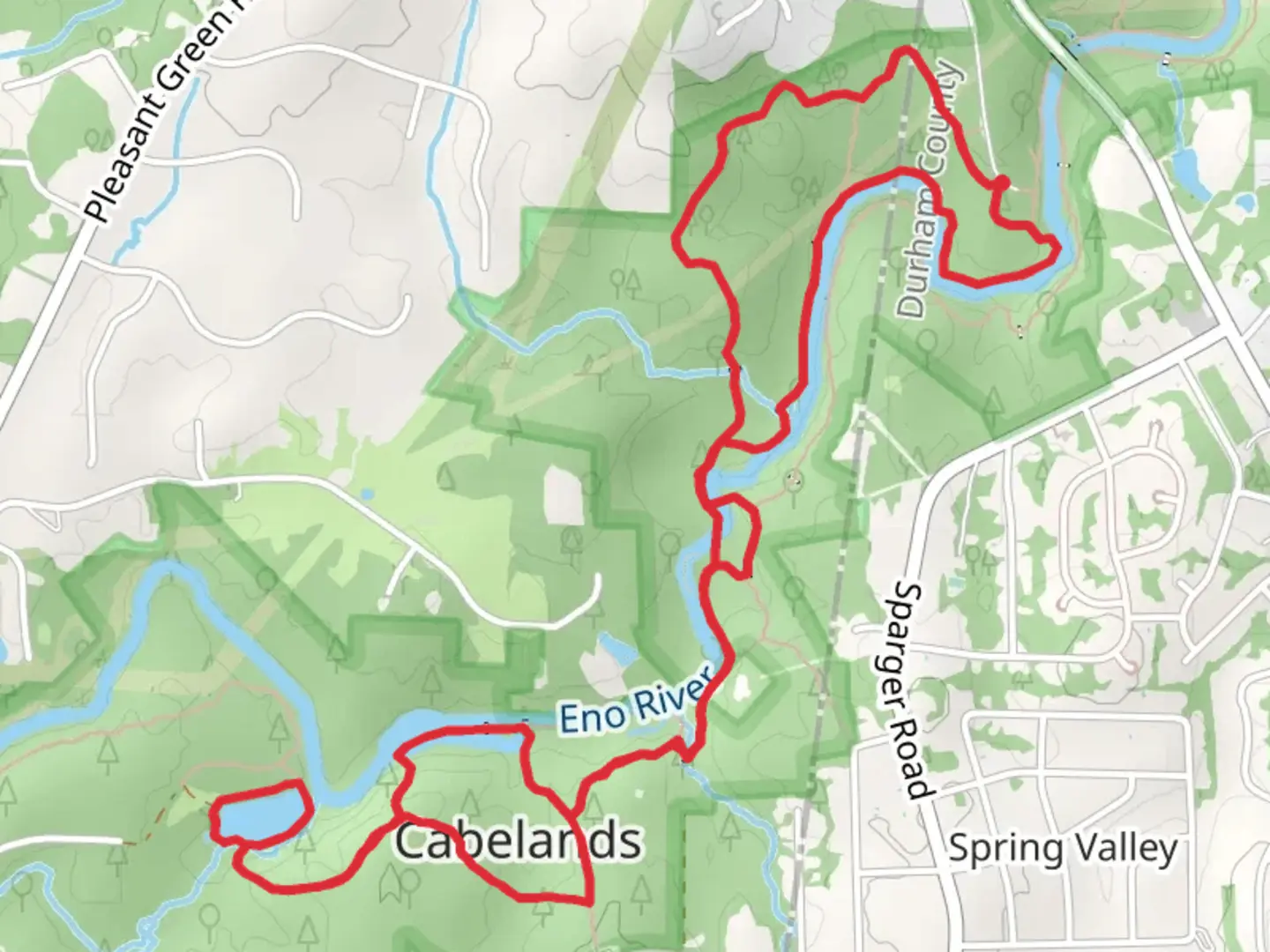 An image depicting the trail Bobbitt Hole, Laurel Bluffs and Eno Quarry Loop Trail and its surrounding area.