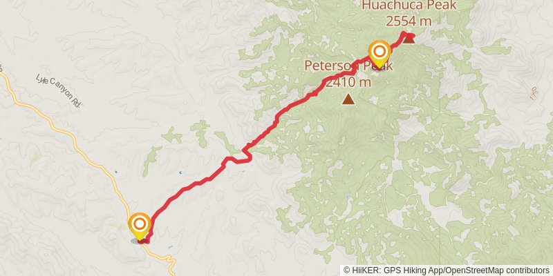 Huachuca Peak Trail stage 2 Map