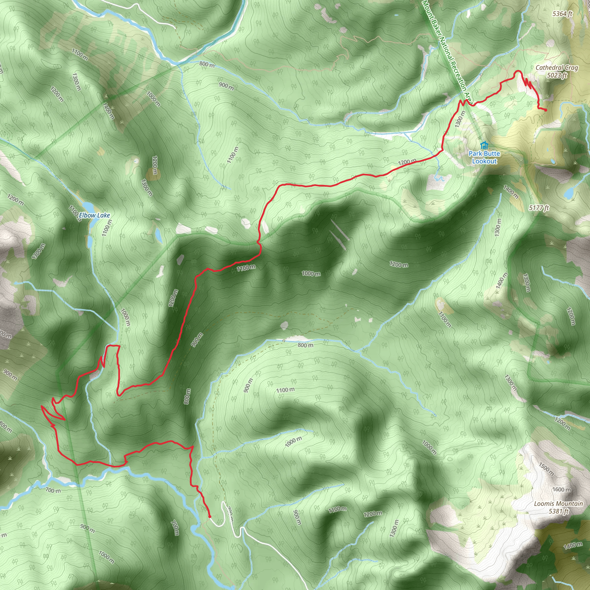 Elbow Lake and Bell Pass Trail mobile static map