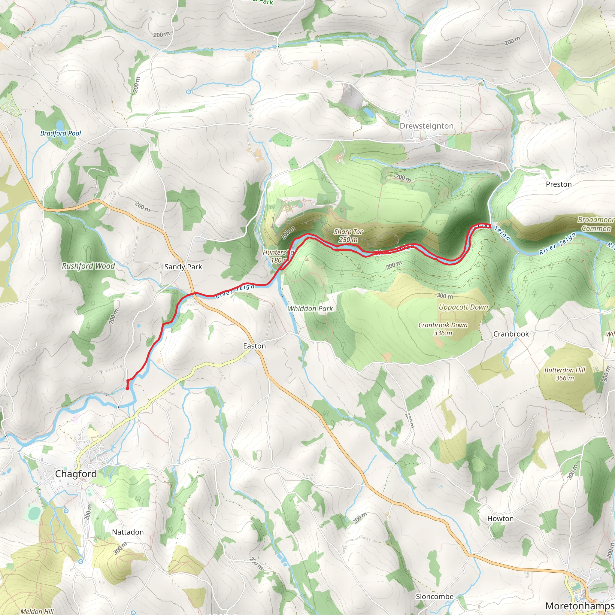 River Teign Loop - Chagford mobile static map