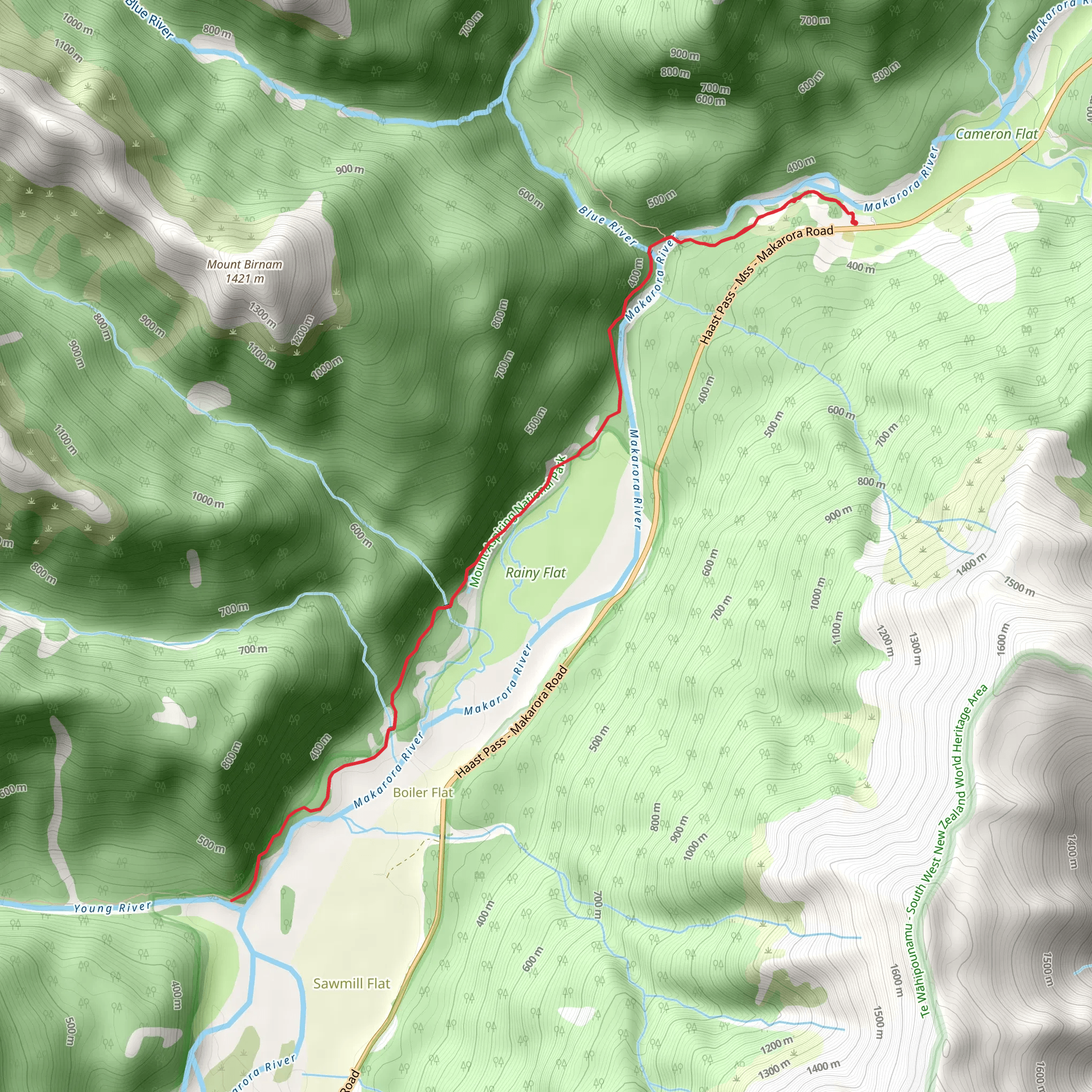 Young River Link Track mobile static map