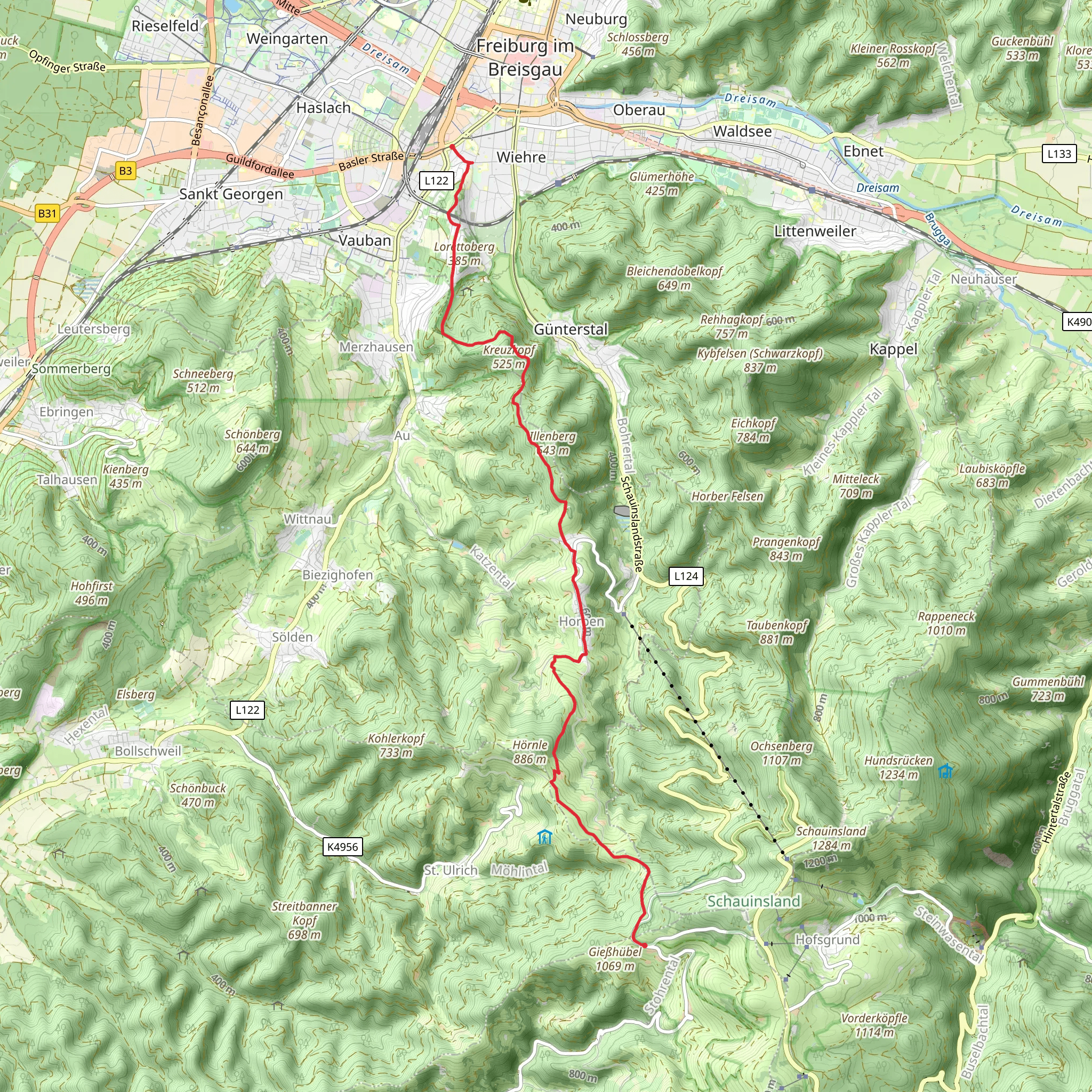 Heinrich-von-Stephan-Straße to Gießhübel via Bussweg mobile static map