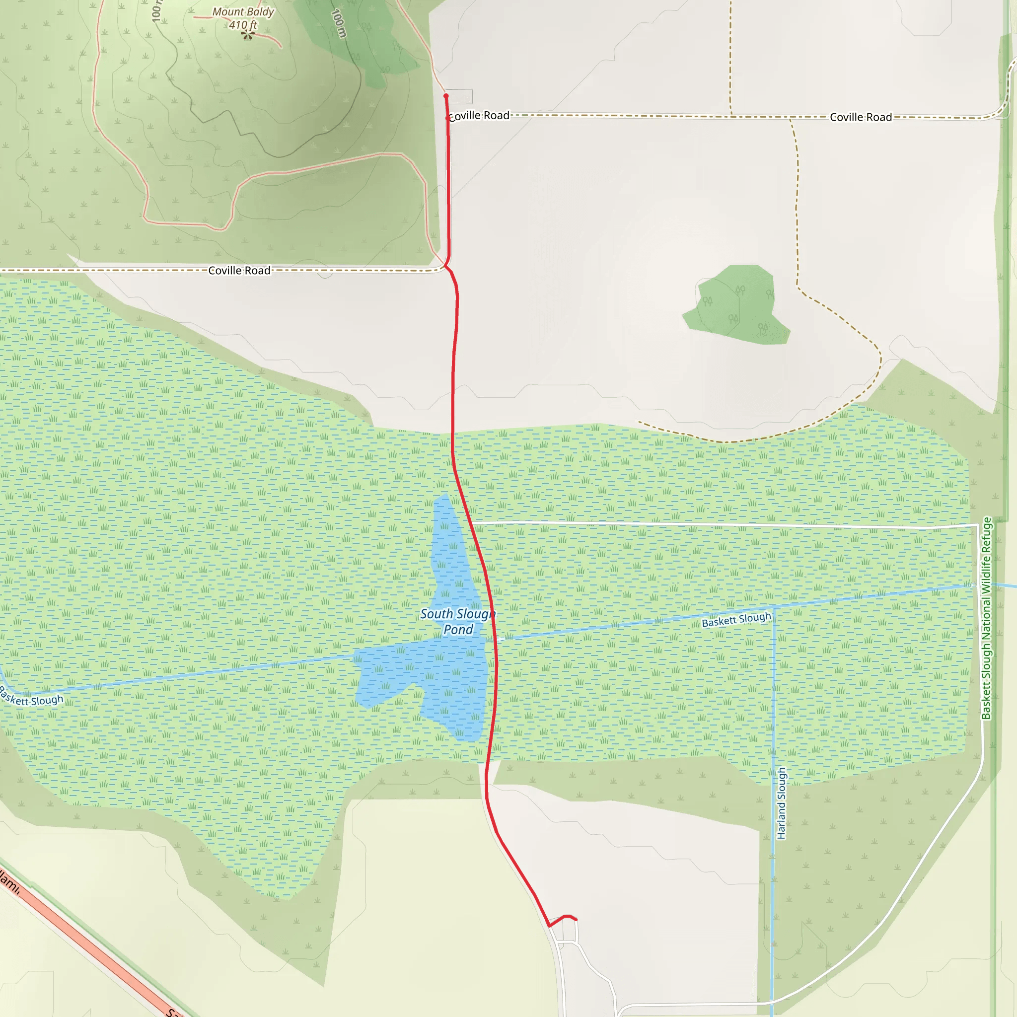 South Slough Pond from Coville Road mobile static map