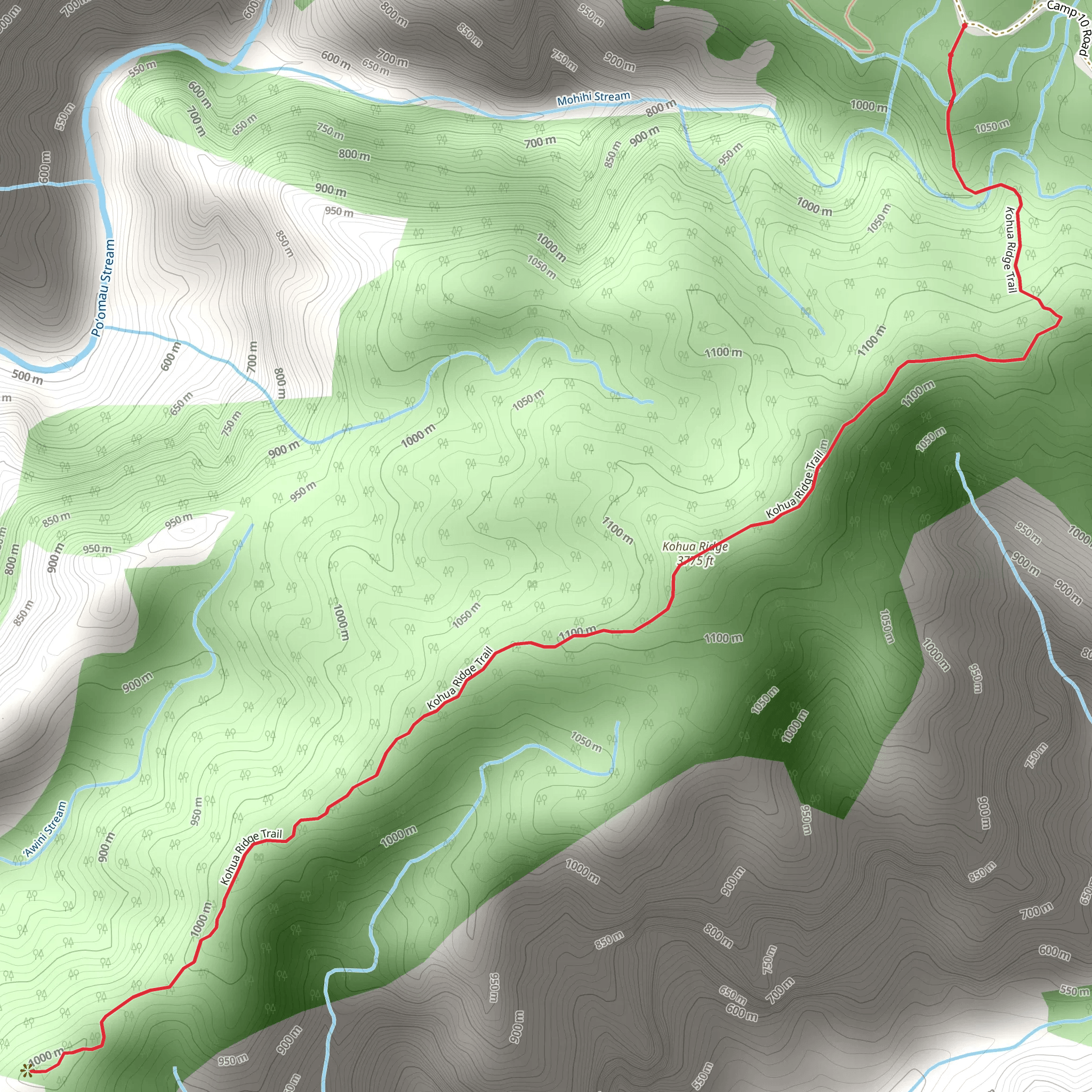 Kohua Ridge Trail mobile static map