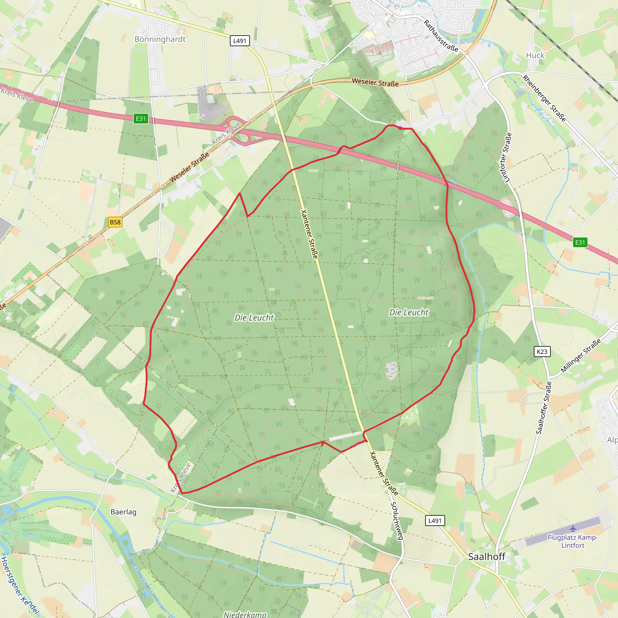 Nieder Rheinweg and Leucht Rundweg mobile static map