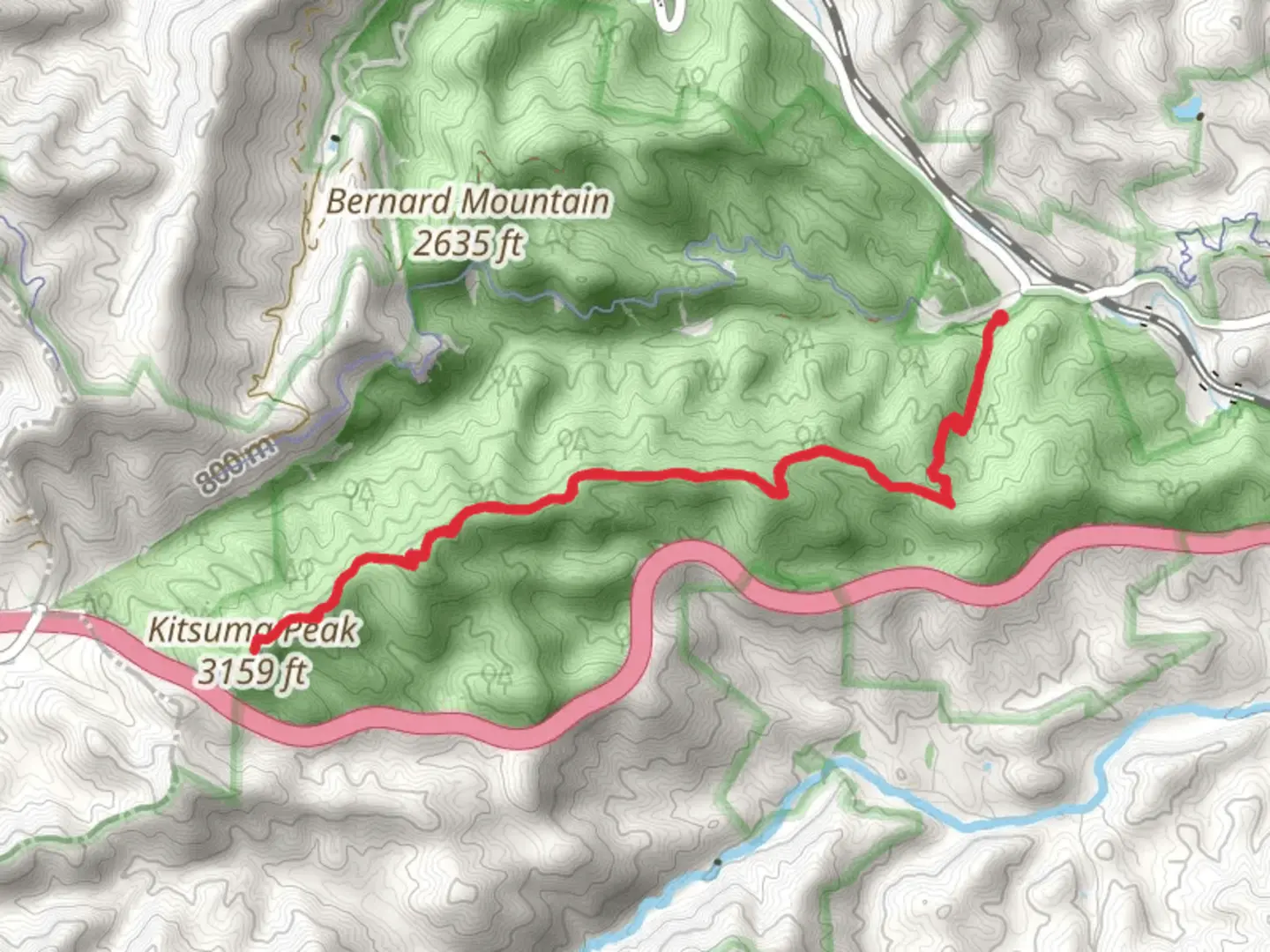 An image depicting the trail Kitsuma Peak via Youngs Ridge Trail and its surrounding area.