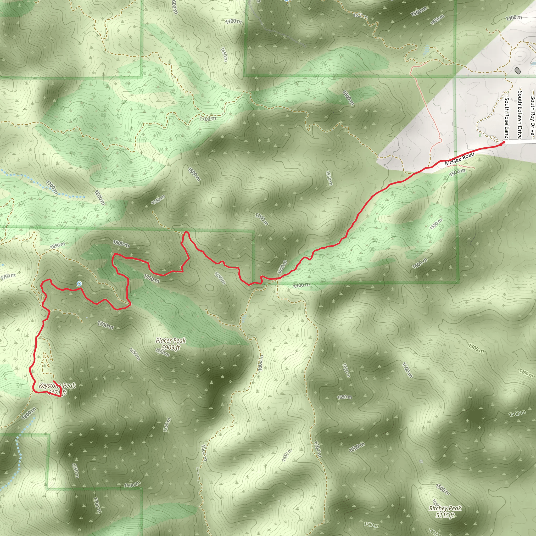Keystone Peak via McGee Road mobile static map