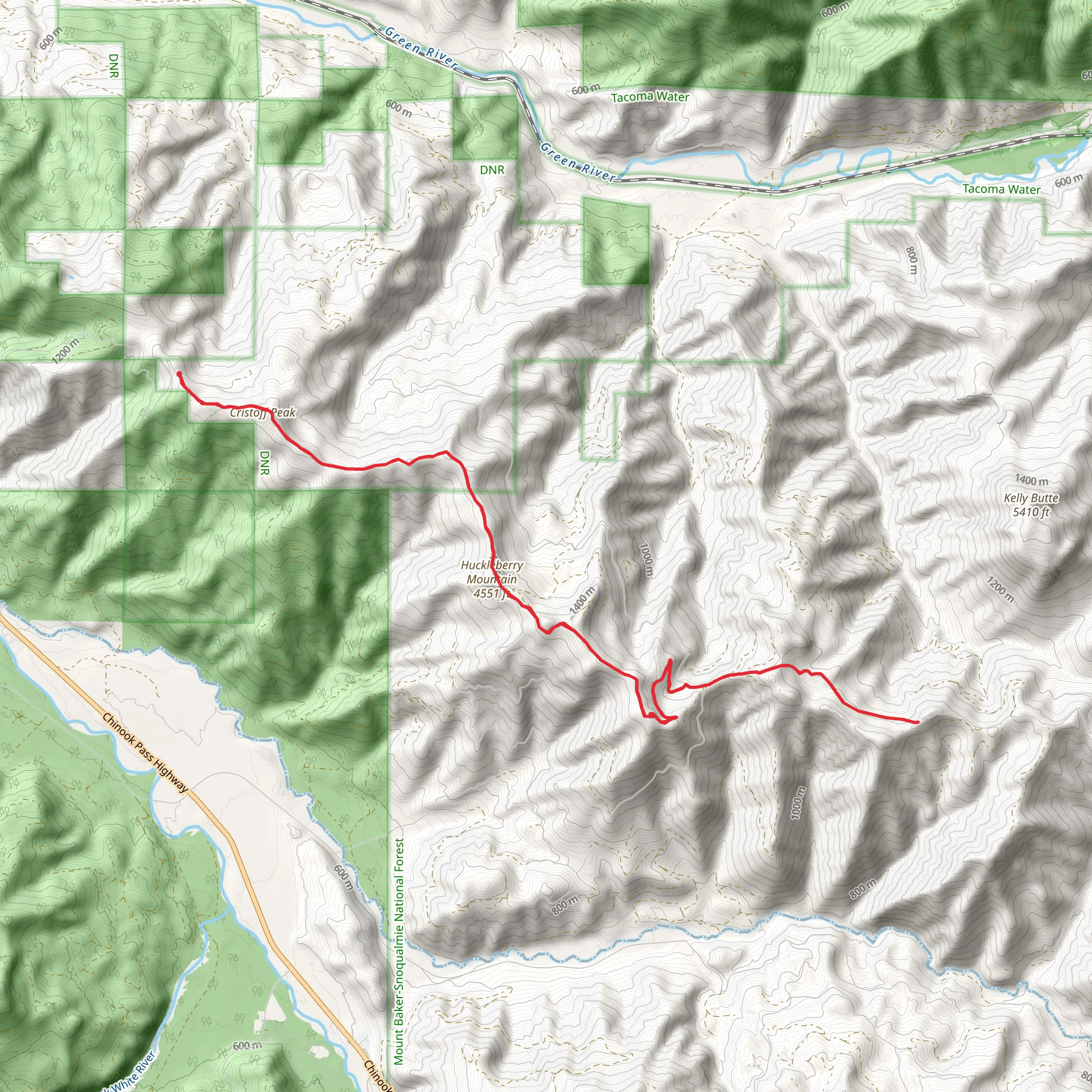 Cristoff Peak and Huckleberry Mountain via Divide Trail mobile static map