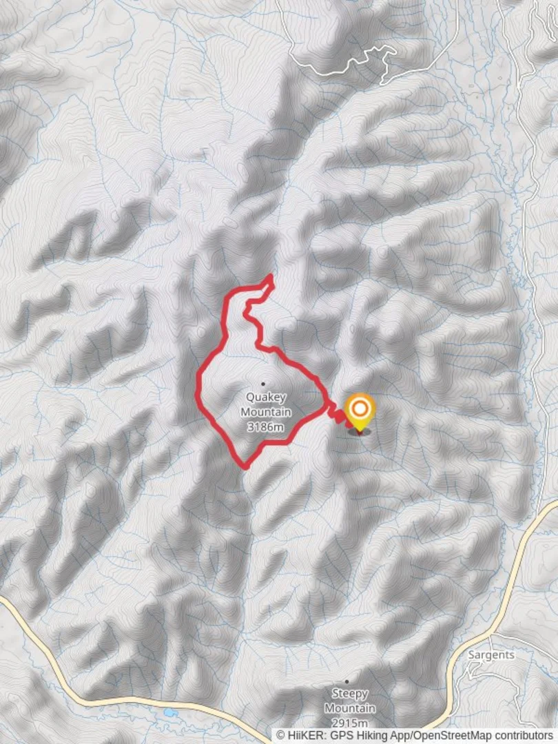 An image depicting the trail Quakey Mountain and Dawson Park Loop and its surrounding area.