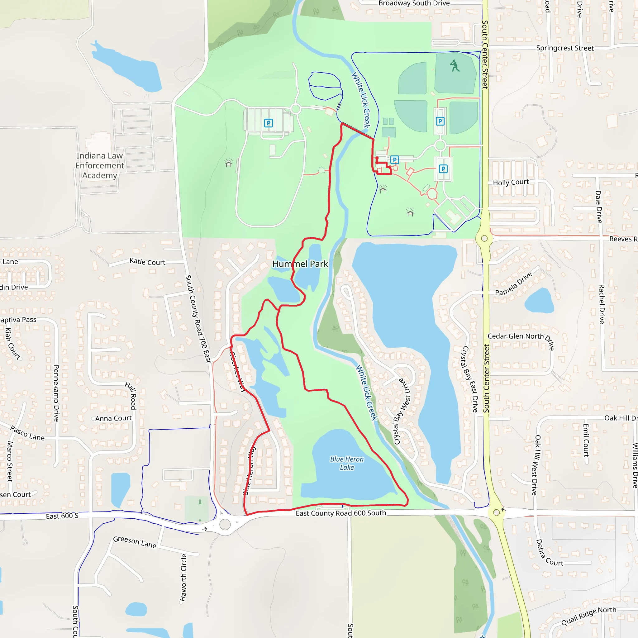 Hummel Park and White Lick Creek Loop mobile static map