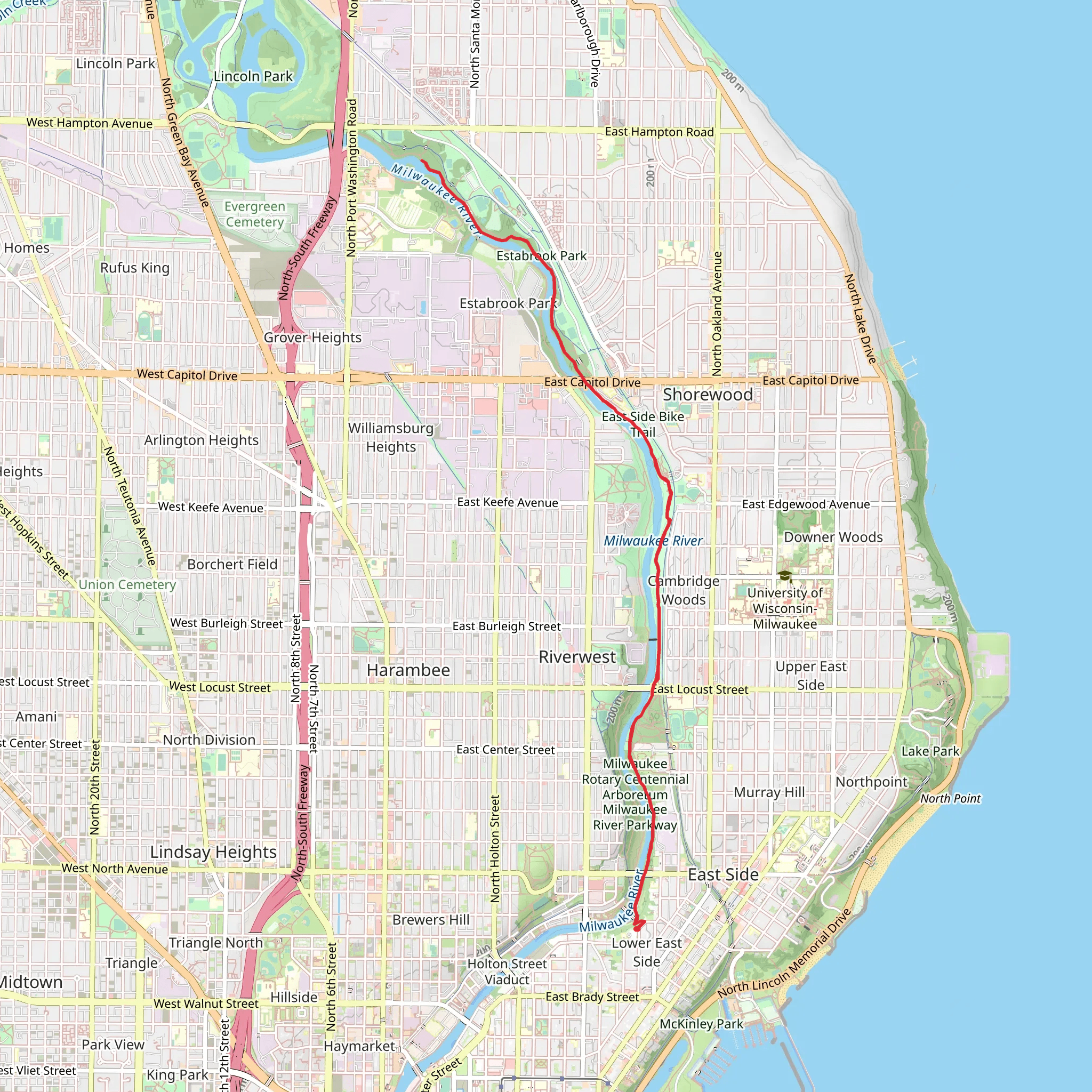 Milwaukee River Trail mobile static map