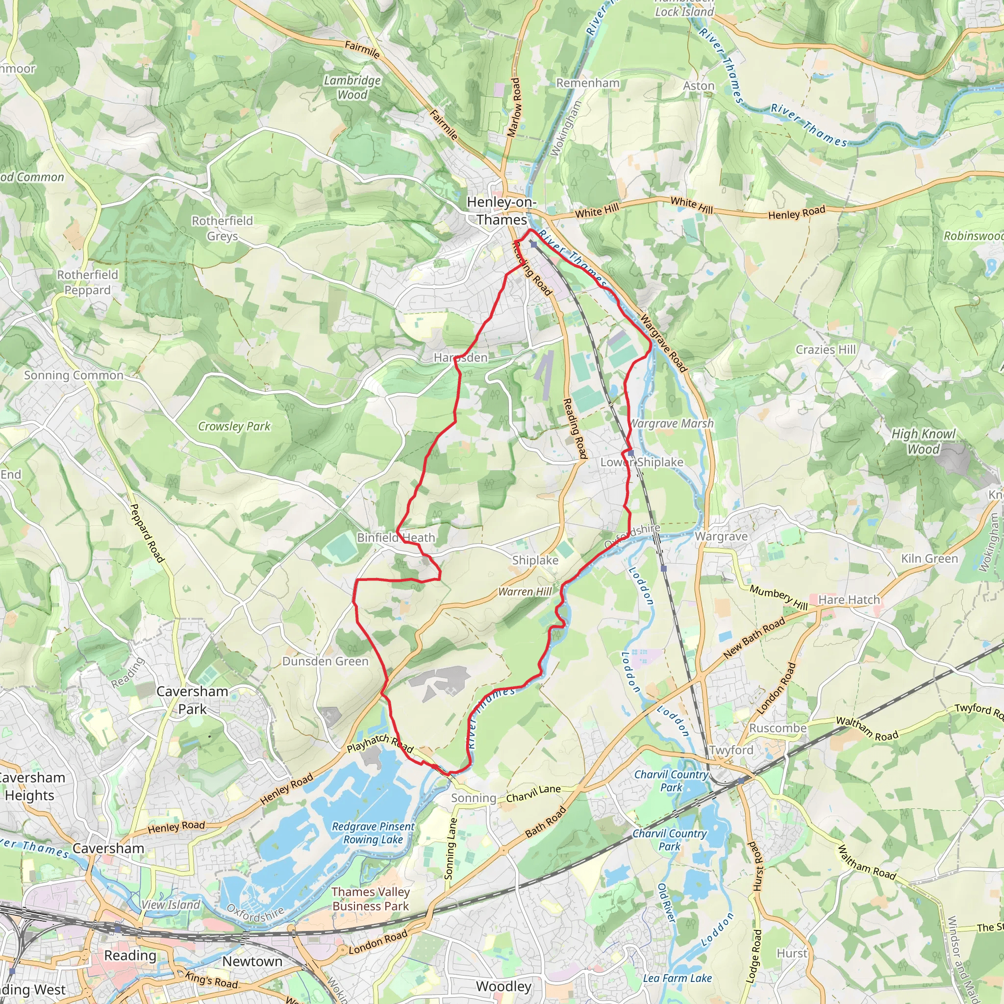 High Wood, River Thames and Phillimore's Island Loop mobile static map