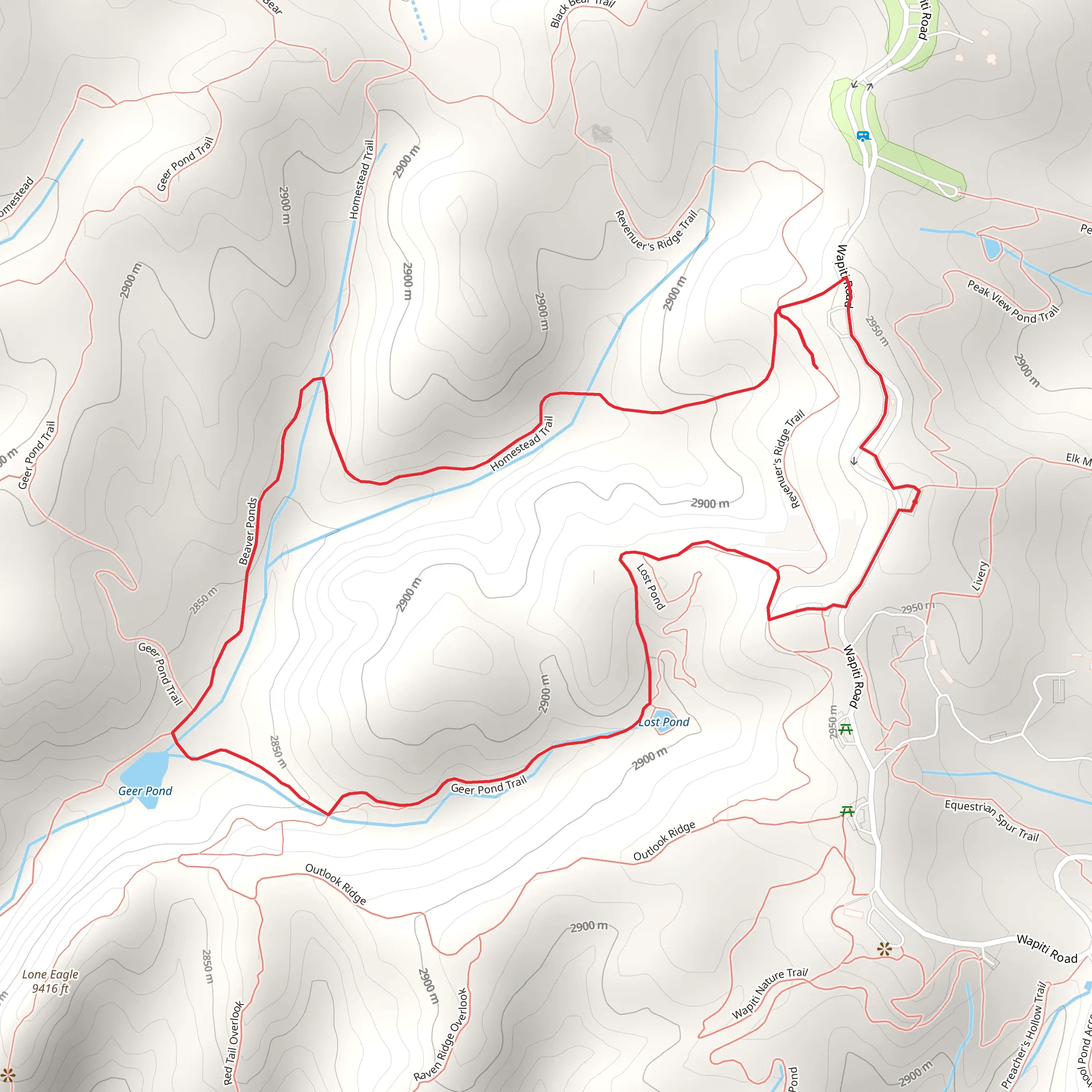 Geer Pond and Lost Pond Loop Trail mobile static map