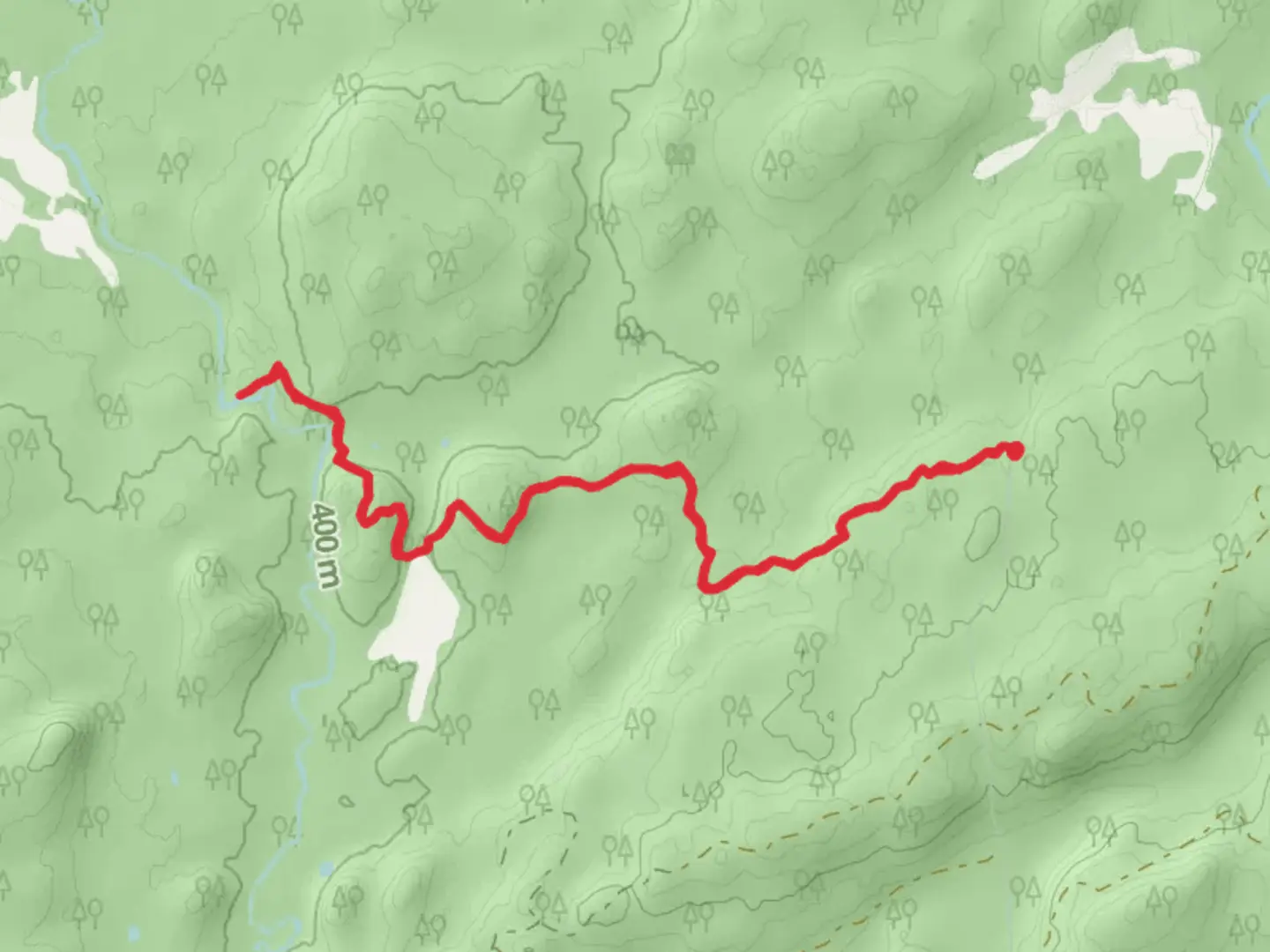 An image depicting the trail Wren Falls via North Country Trail and its surrounding area.