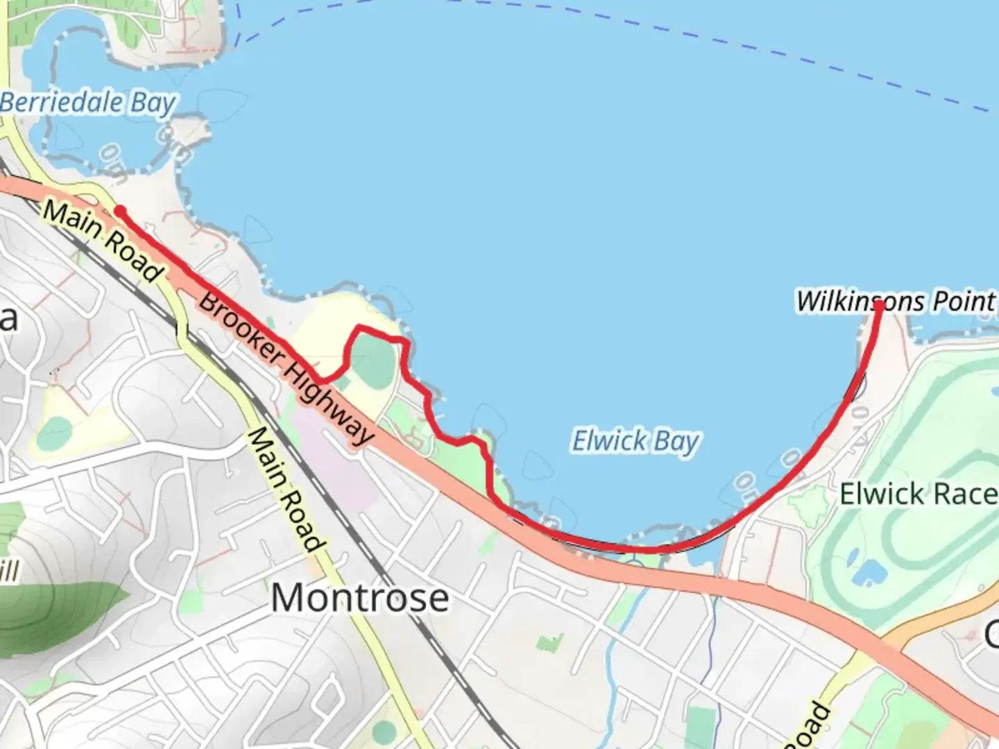 An image depicting the trail Elwick Bay Walk and its surrounding area.
