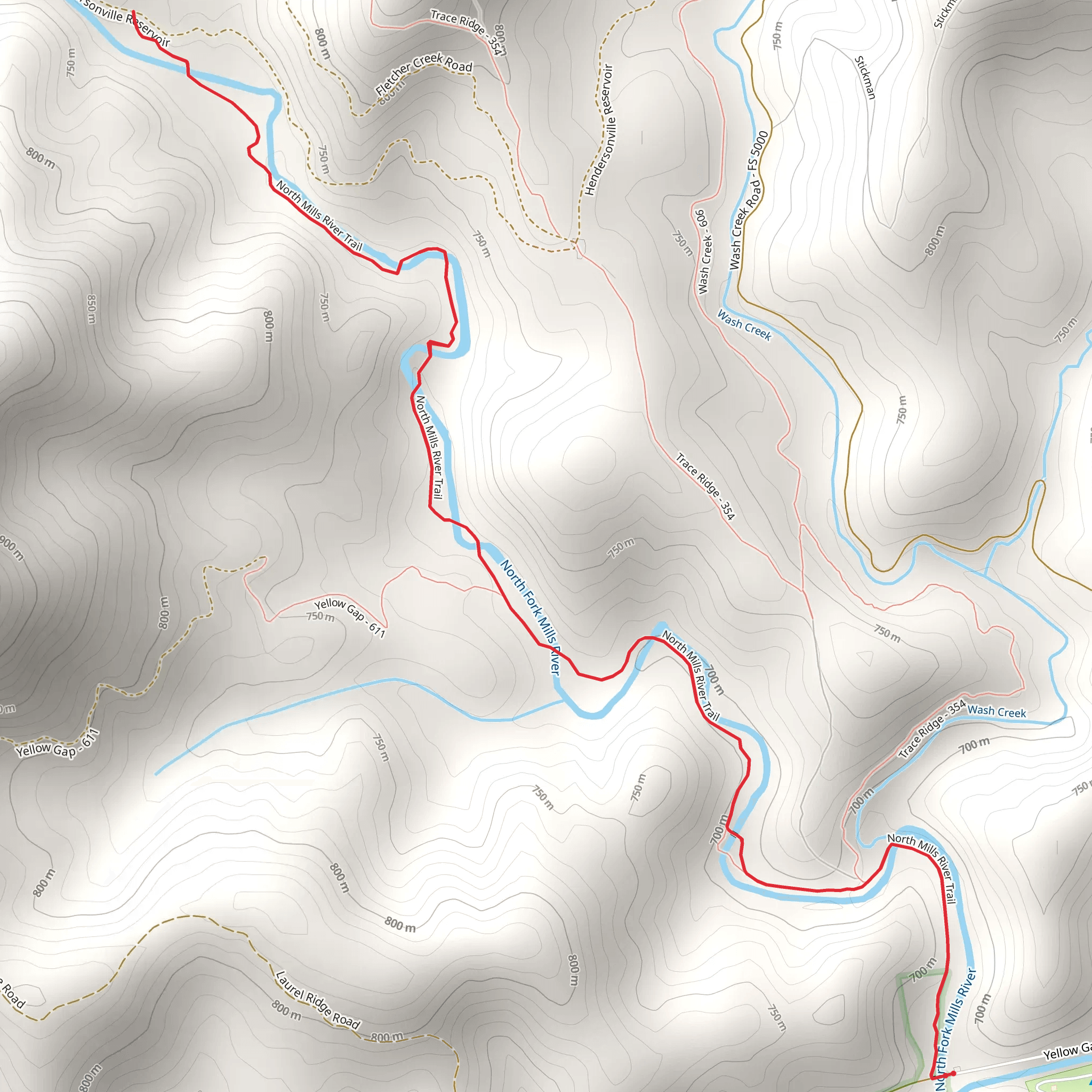 North Mills River Trail mobile static map