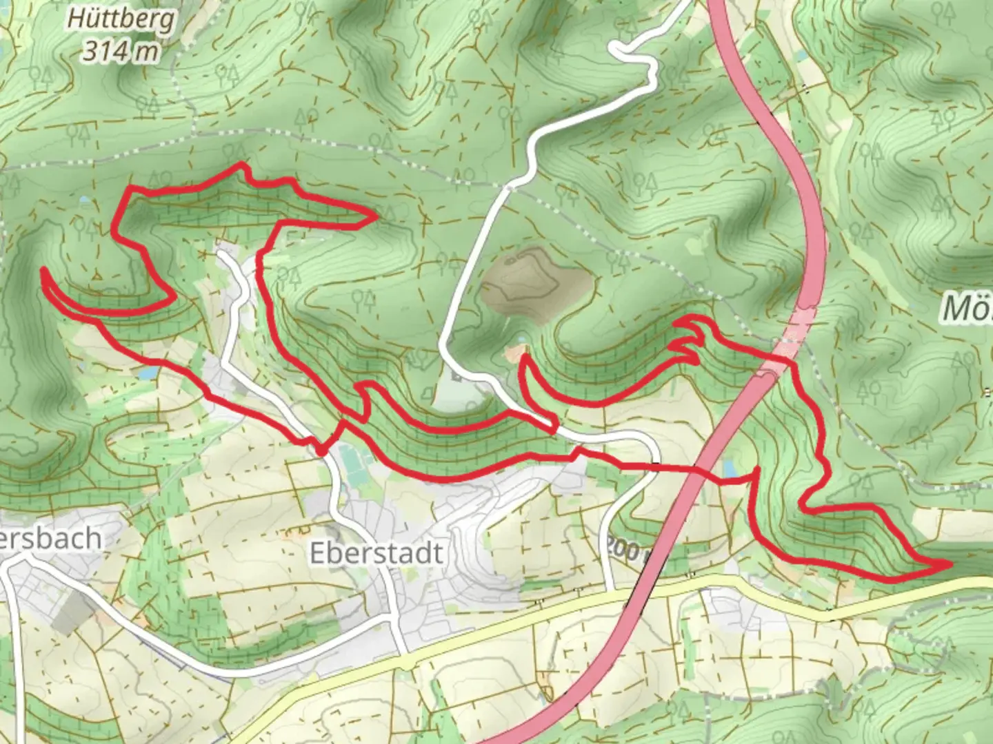 An image depicting the trail Lennach and Klingenhof Loop and its surrounding area.