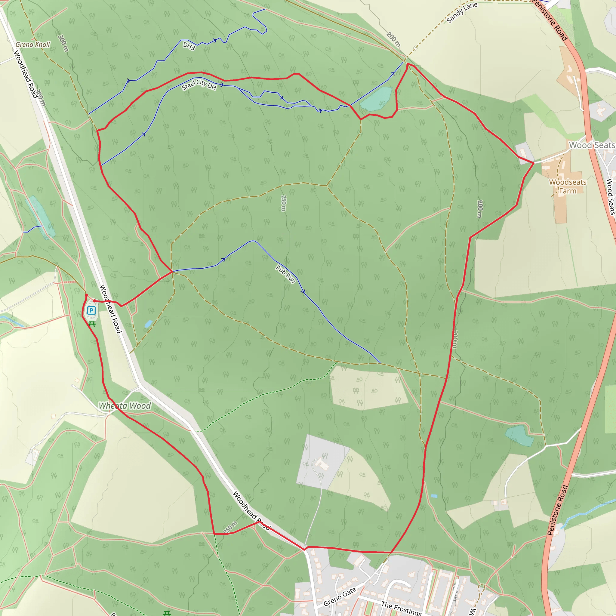 Greno Wood and Wheata Wood Loop mobile static map