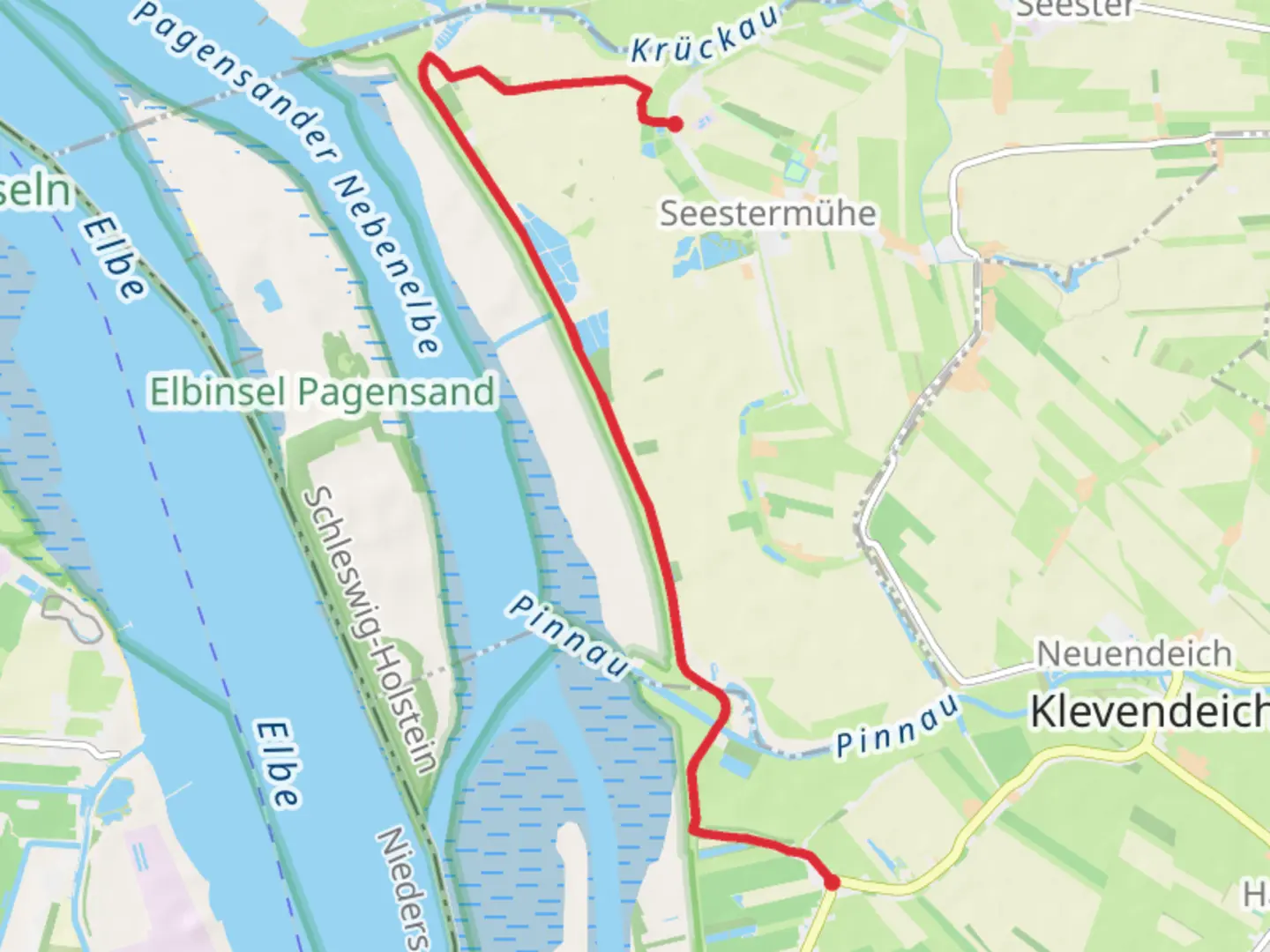 An image depicting the trail Seestermühe to Altendeich, Altendeich Walk and its surrounding area.