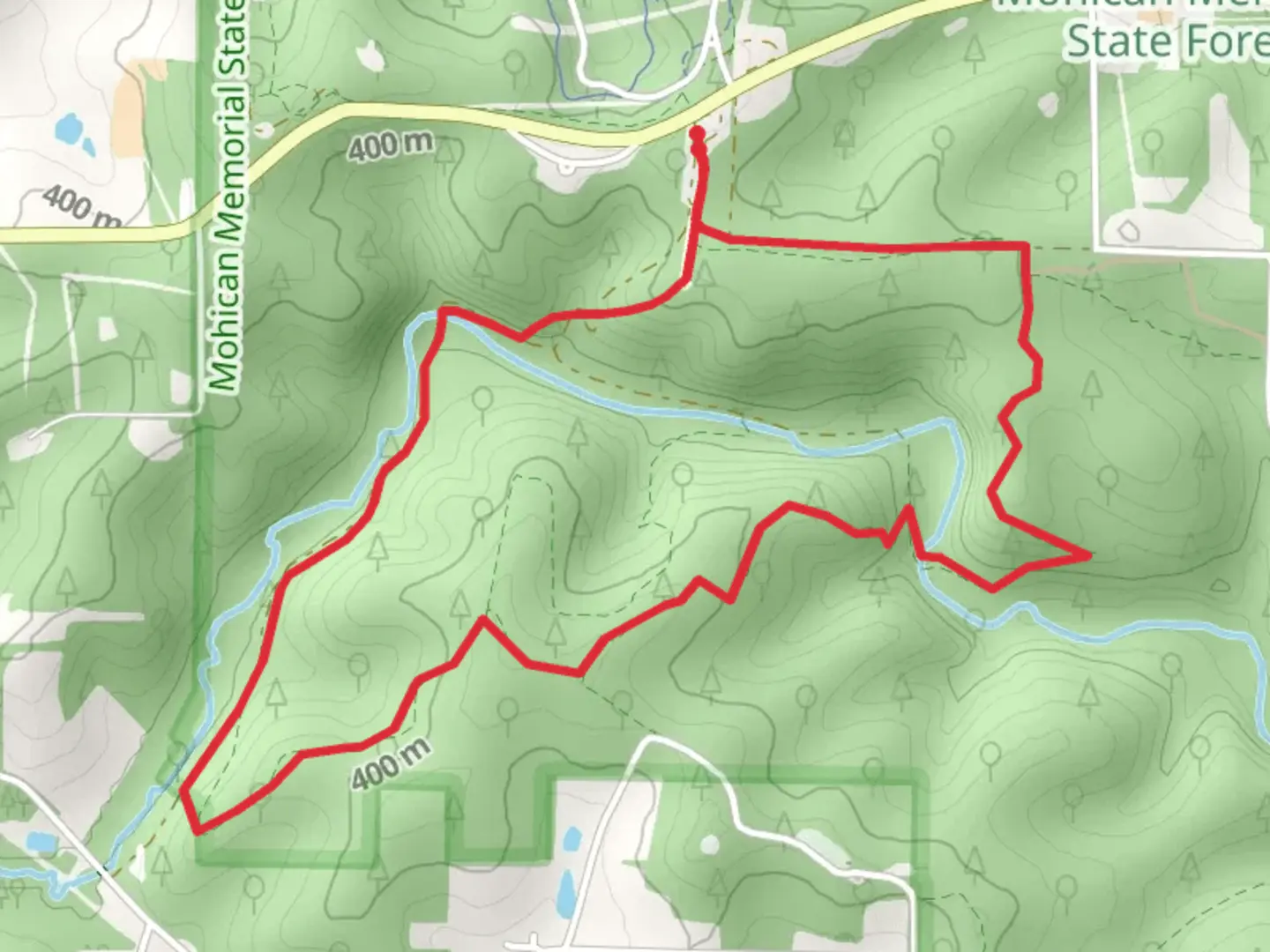 An image depicting the trail Red and Blue Loop Trail and its surrounding area.