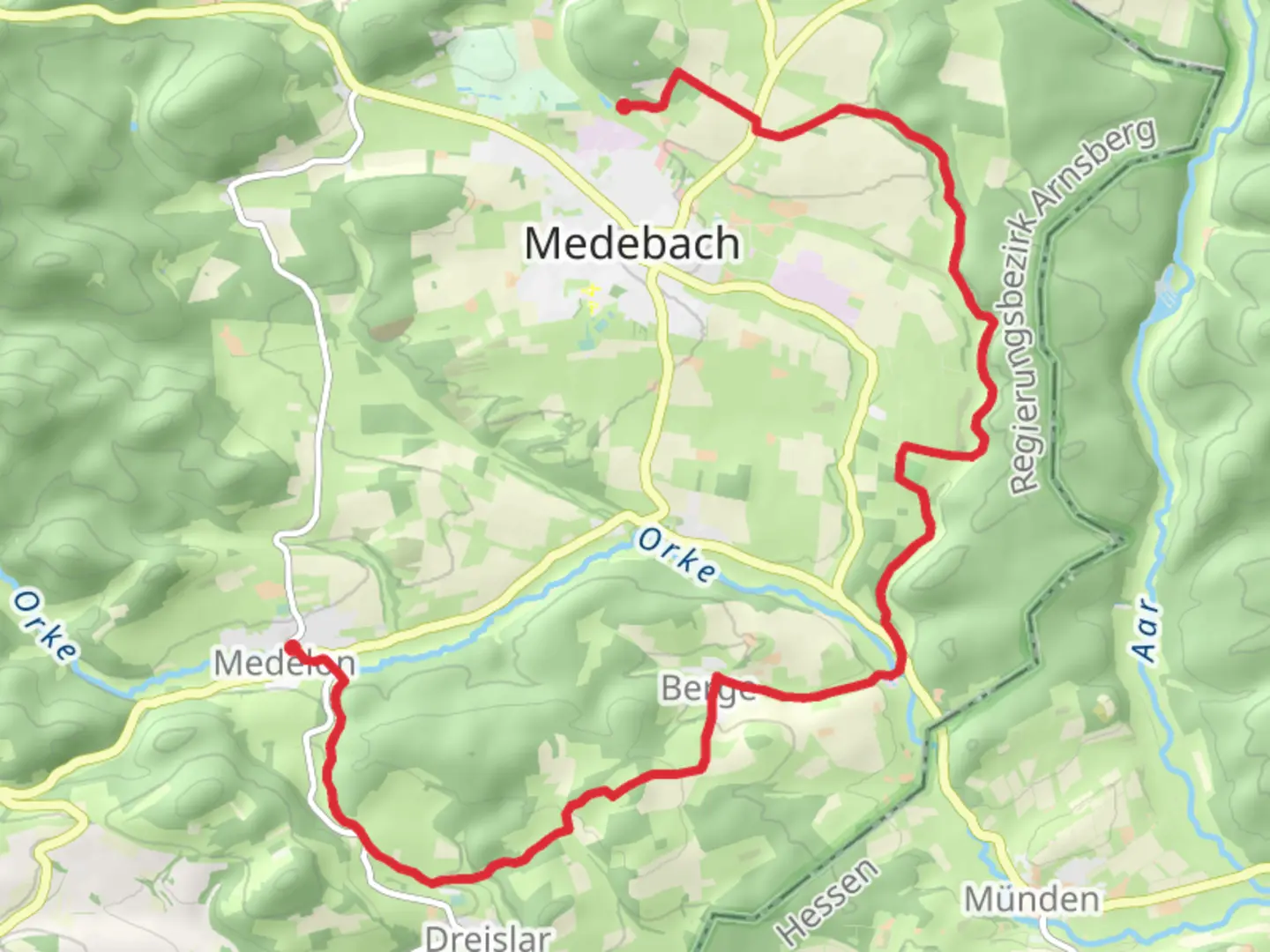 An image depicting the trail Medebach to Medelon Walk and its surrounding area.