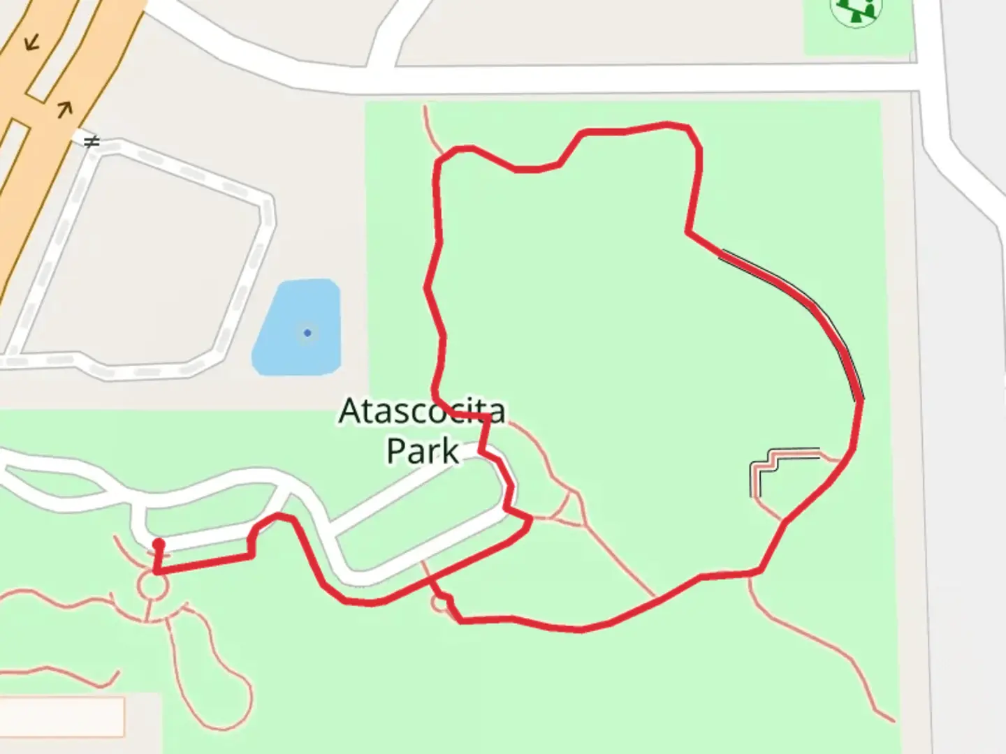 An image depicting the trail Atascocita Park Loop and its surrounding area.