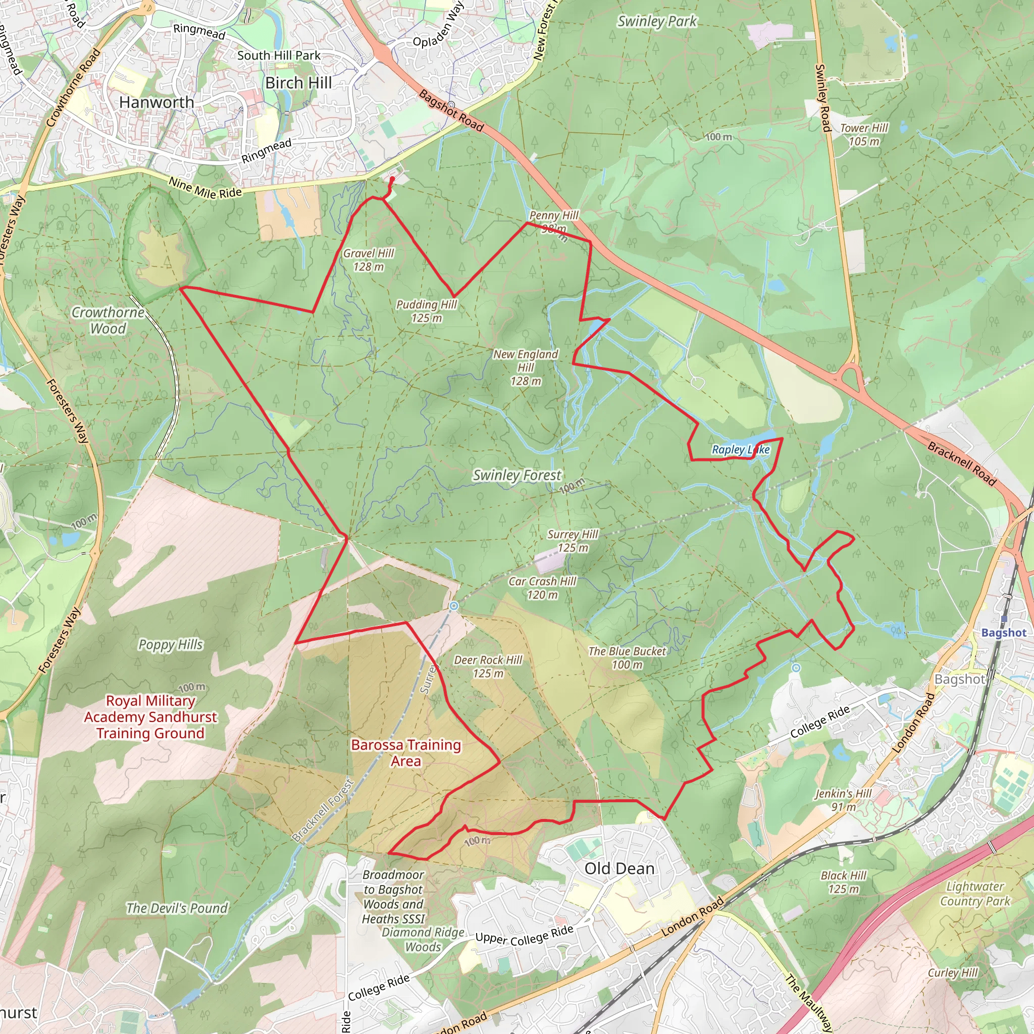 Swinley Forest Loop from The Look Out mobile static map